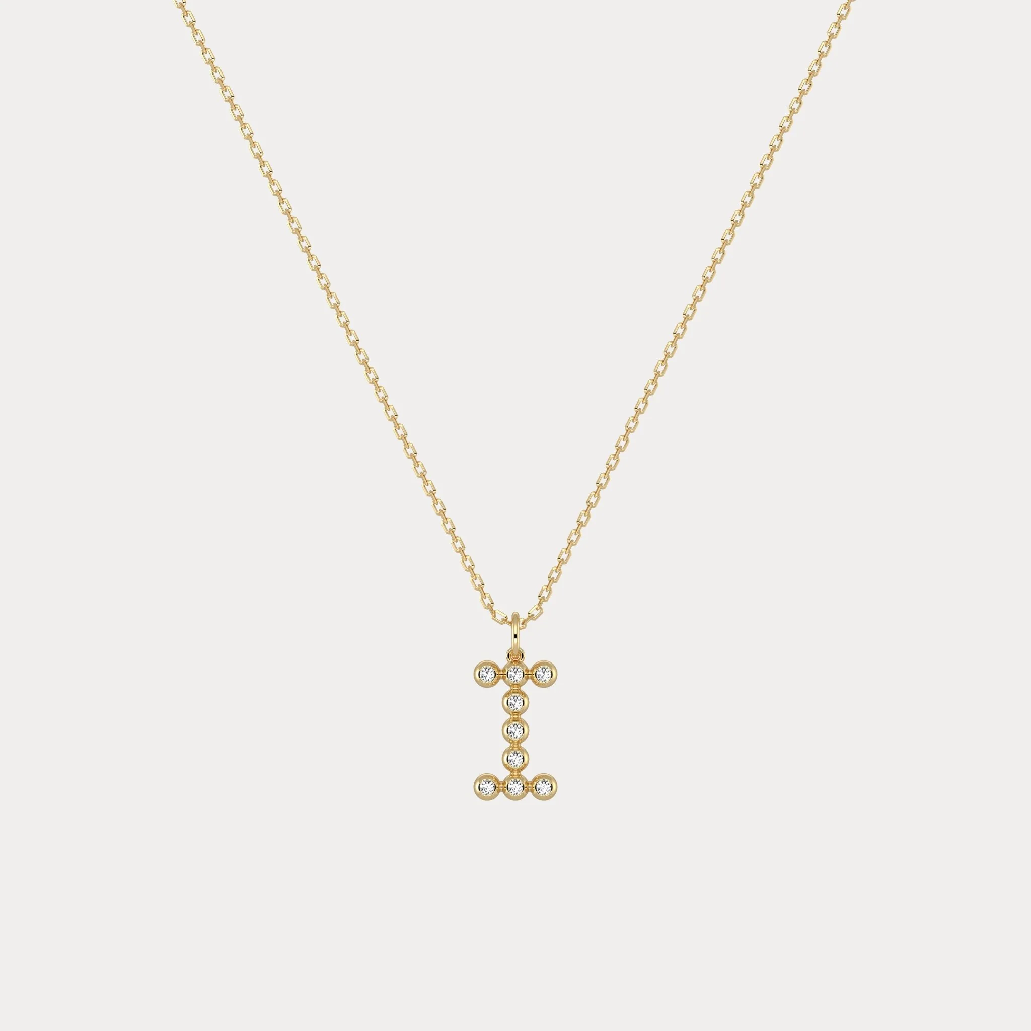 Letter I Initial Necklace Bubble Pendant