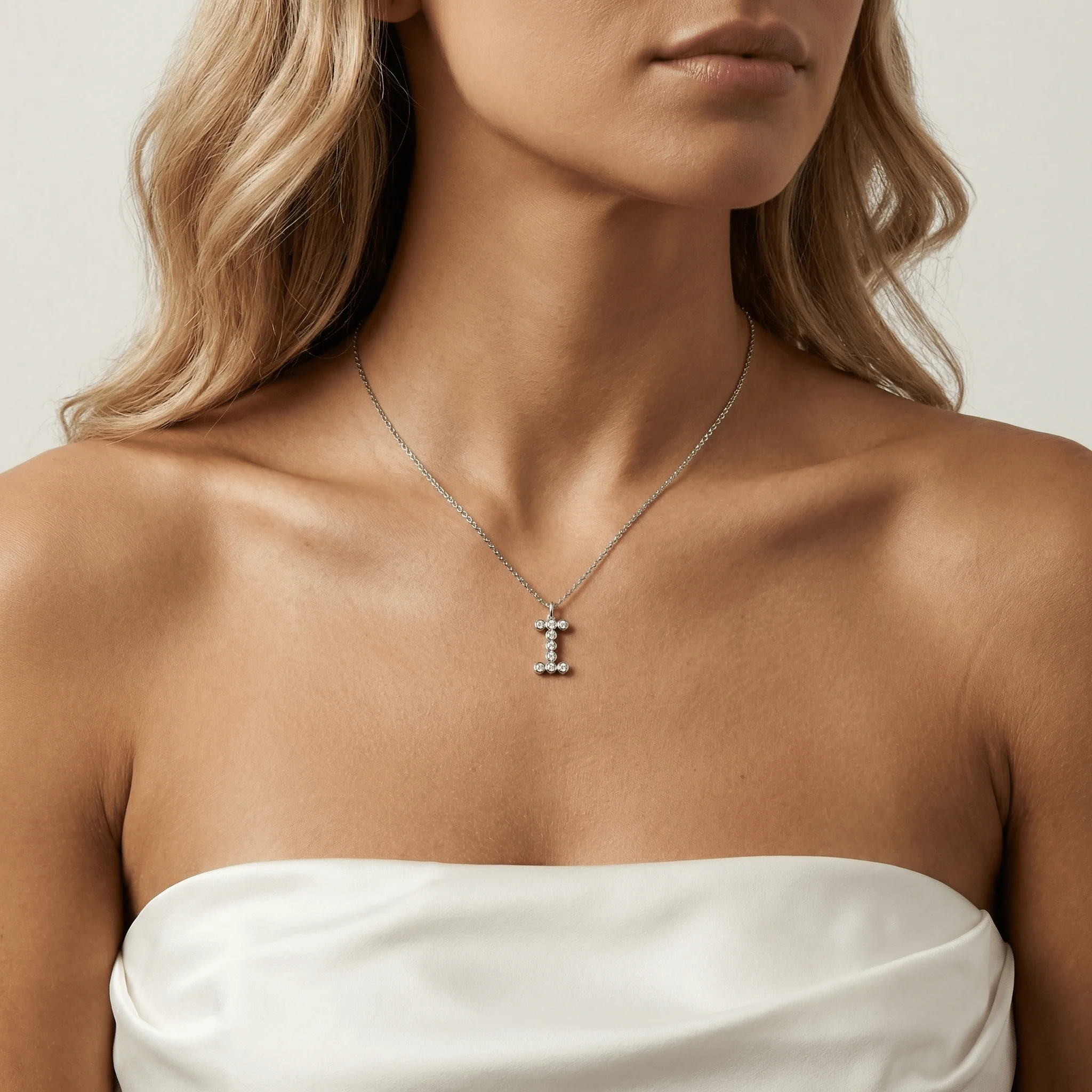 Letter I Initial Necklace Bubble Pendant - Image 10