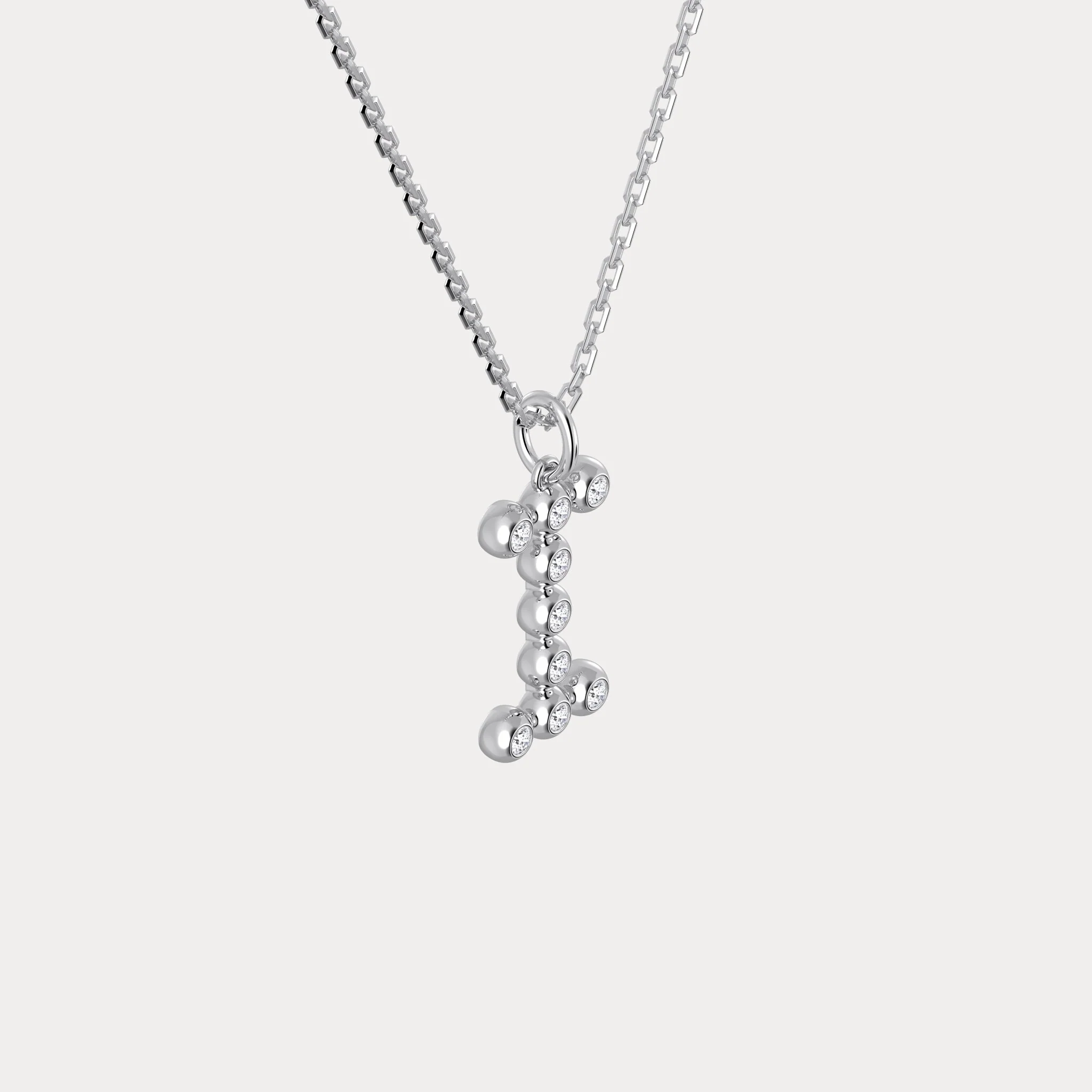 Letter I Initial Necklace Bubble Pendant - Image 12