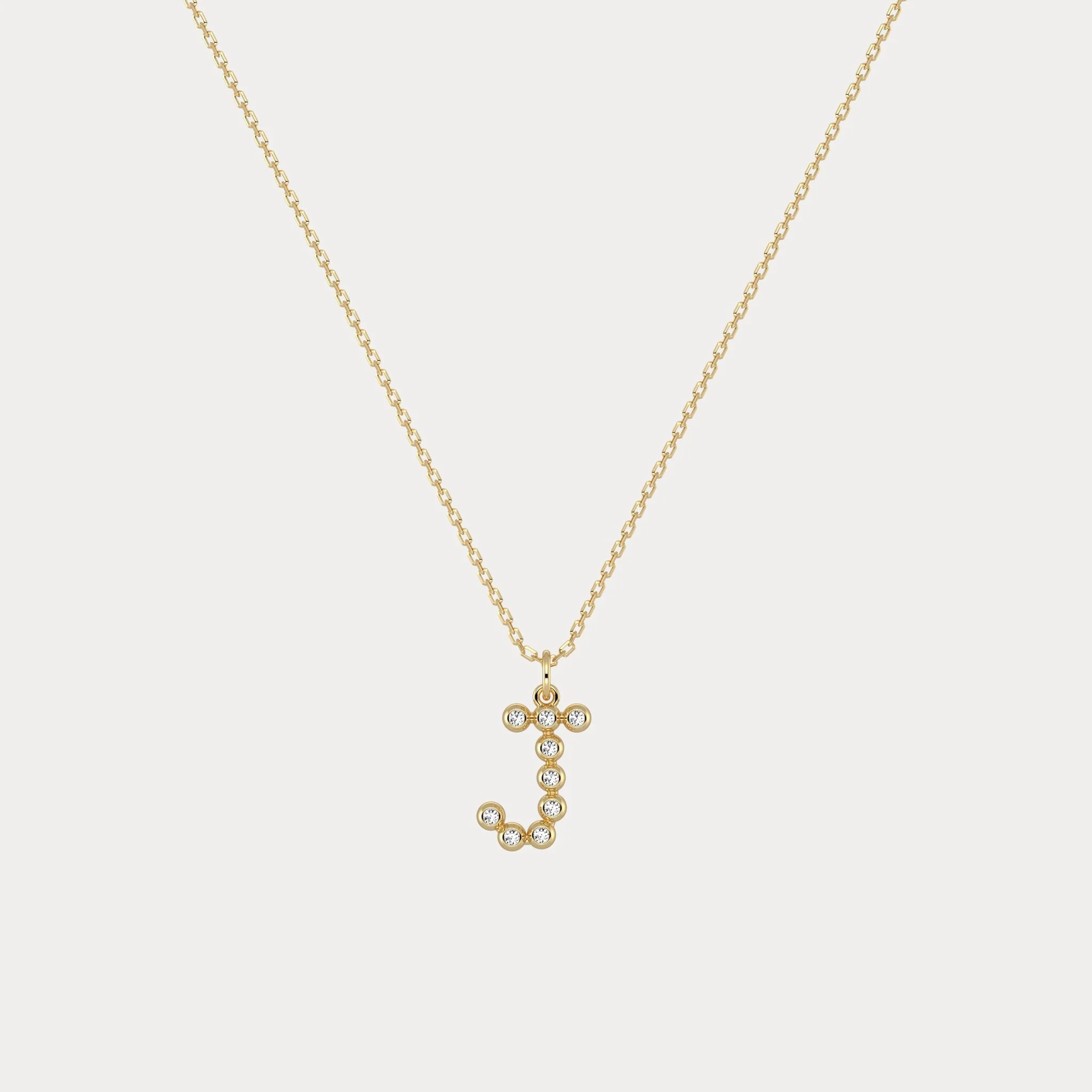 Letter J Initial Necklace Bubble Pendant