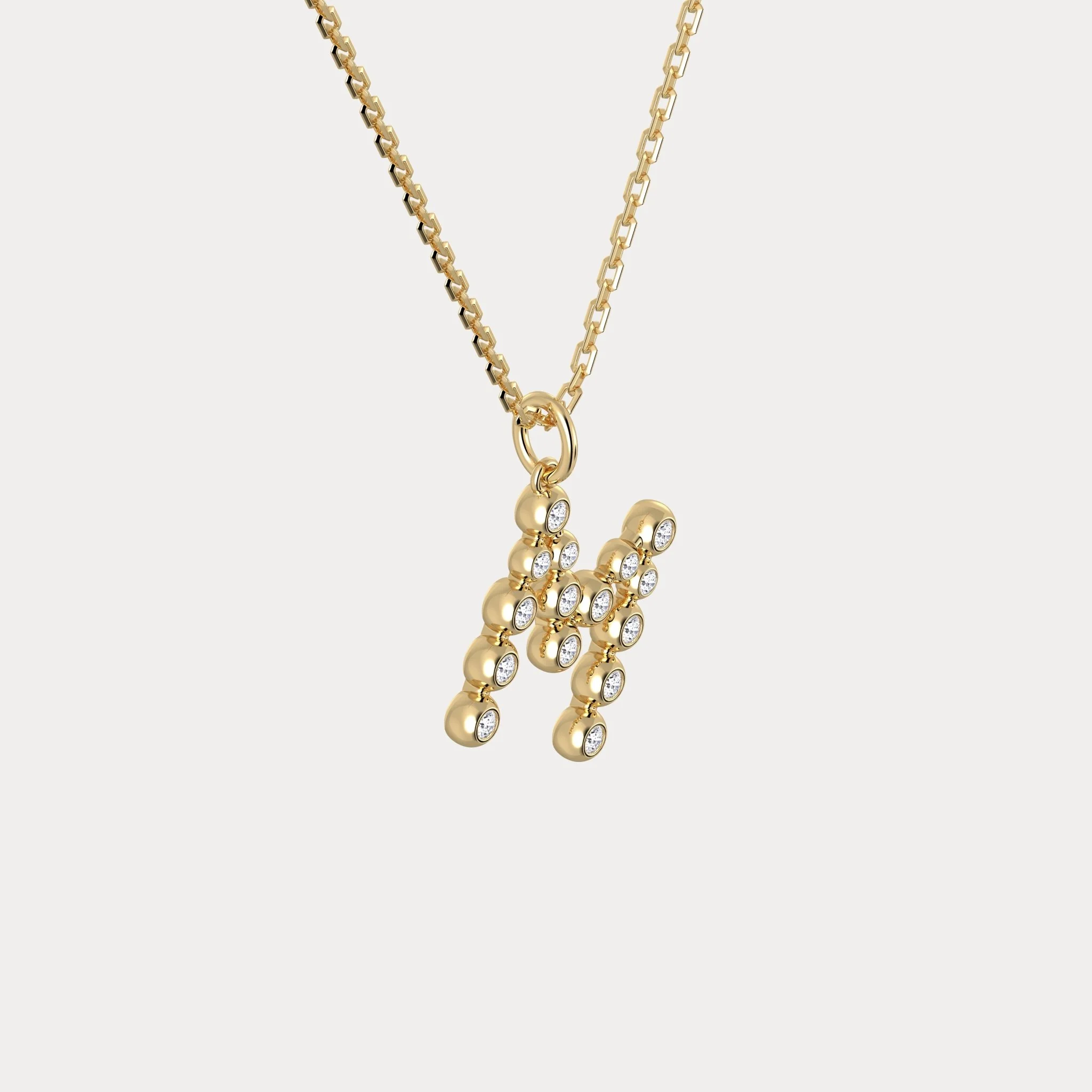 Letter M Initial Necklace Bubble Pendant - Image 3