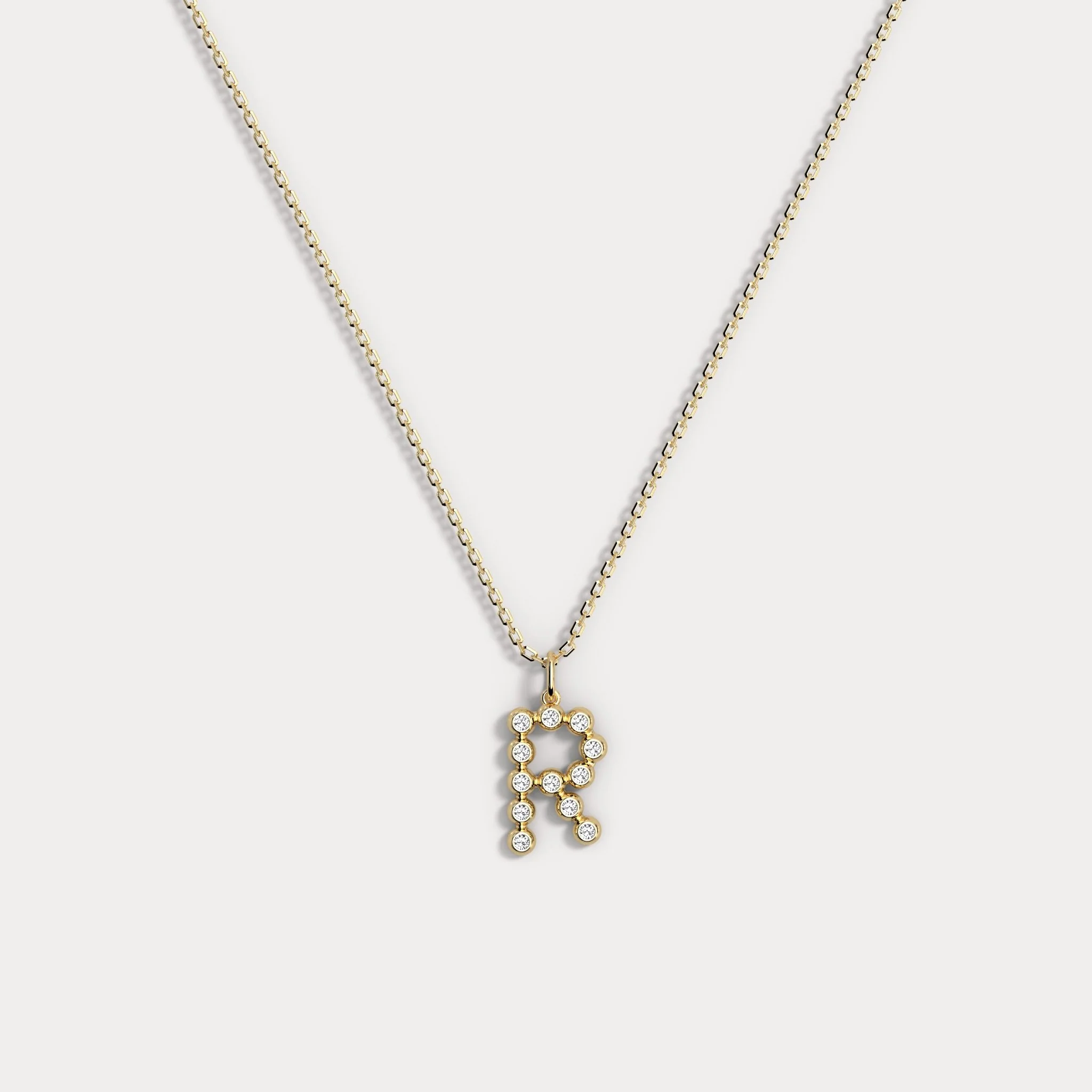 Letter R Initial Necklace Bubble Pendant