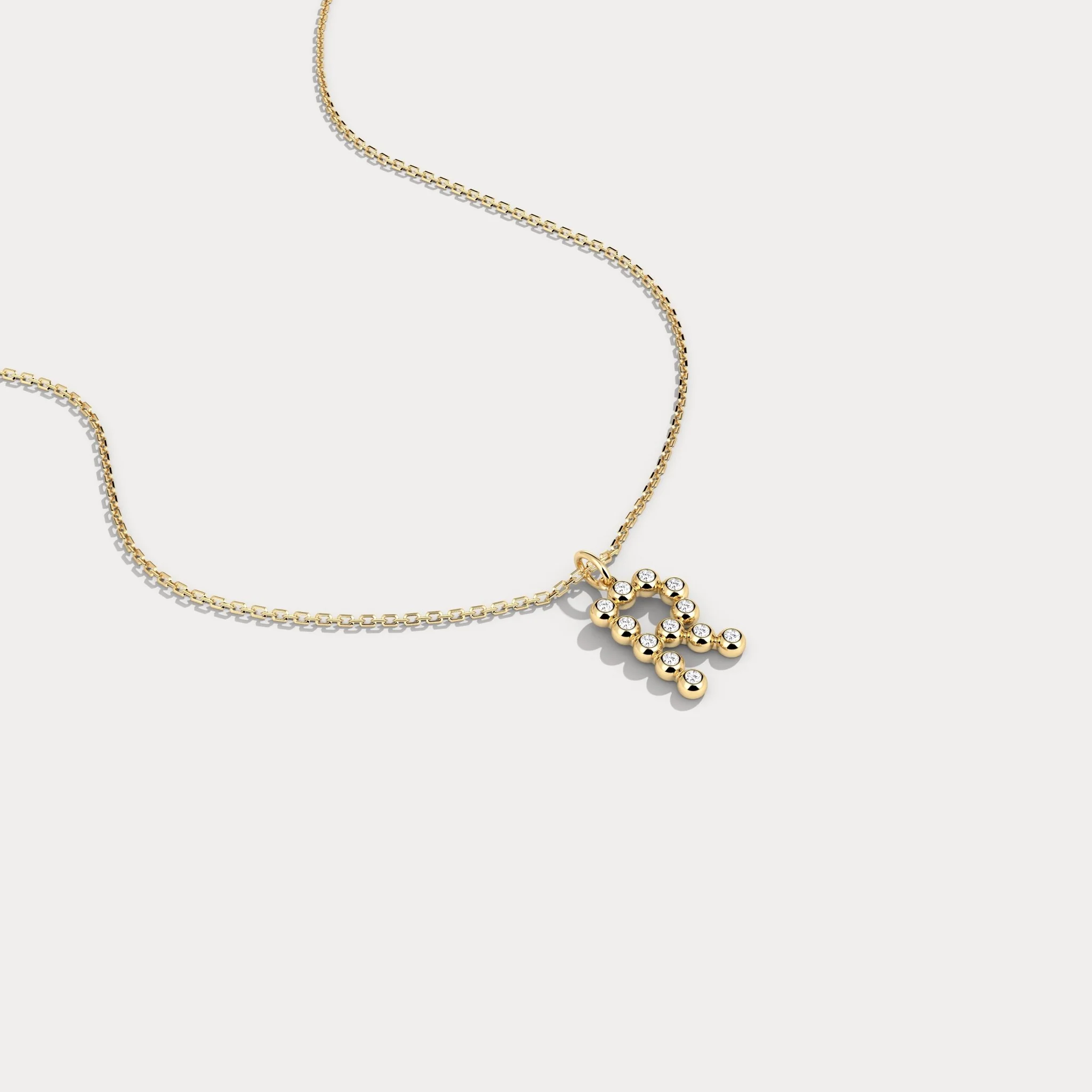 Letter R Initial Necklace Bubble Pendant - Image 2