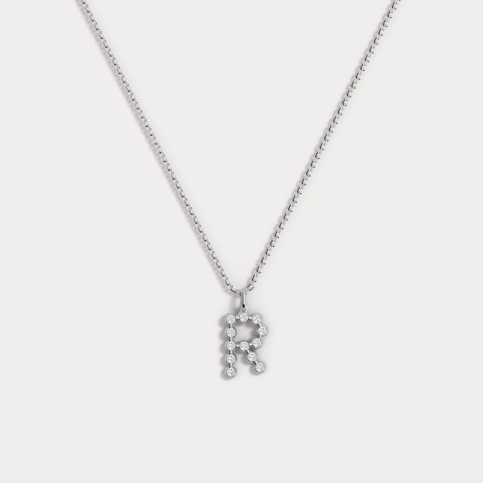 Letter R Initial Necklace Bubble Pendant - Image 6