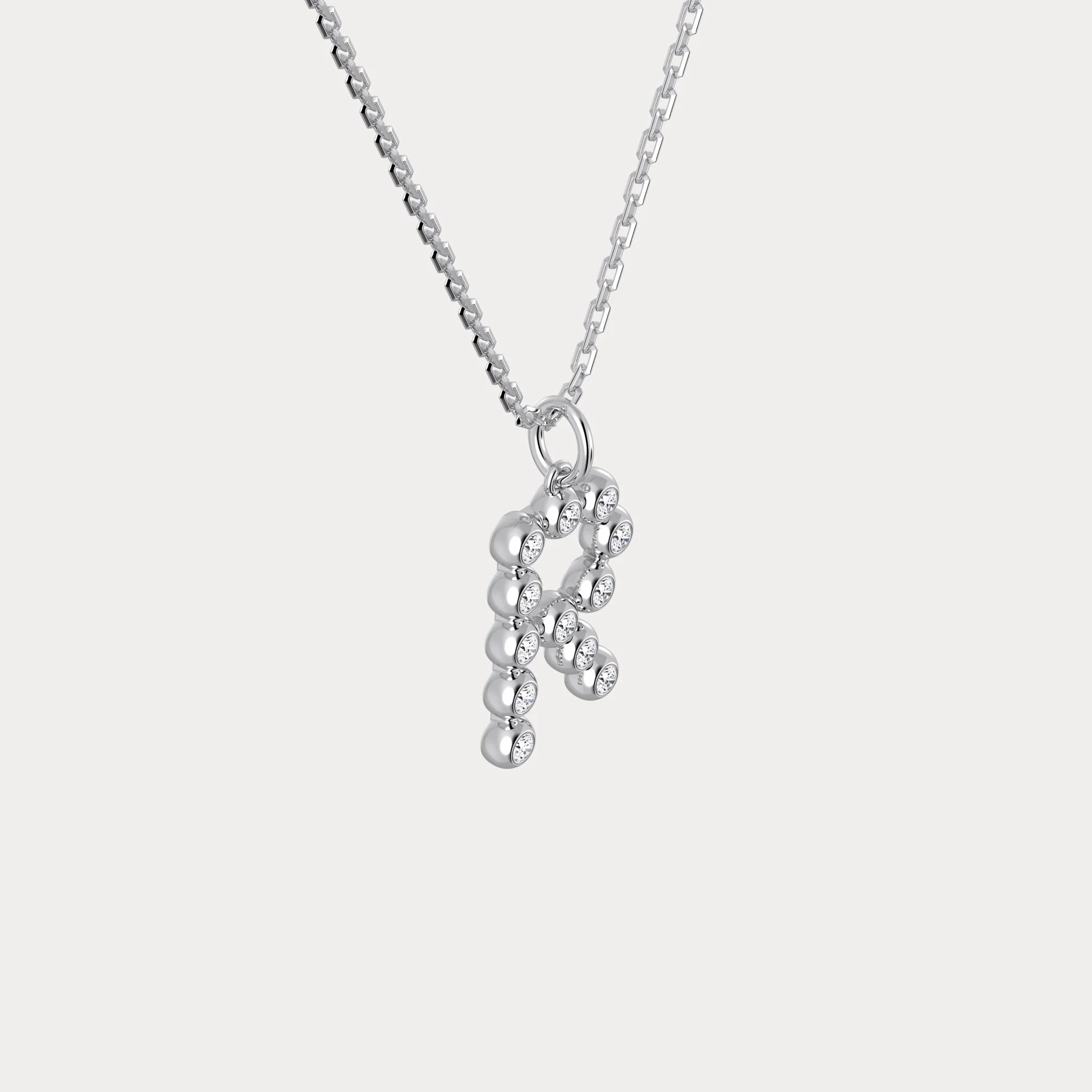 Letter R Initial Necklace Bubble Pendant - Image 8