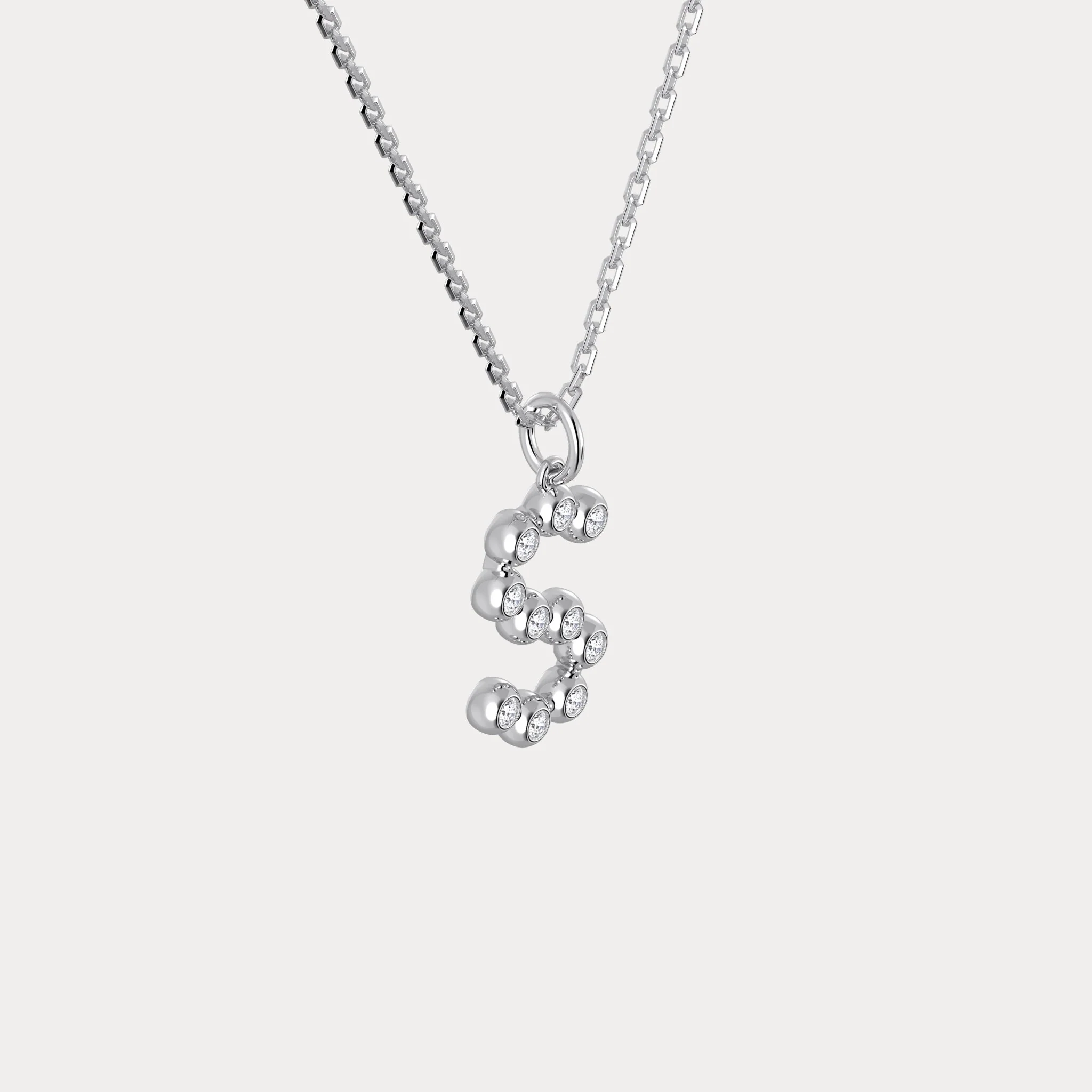 Letter S Initial Necklace Bubble Pendant - Image 12