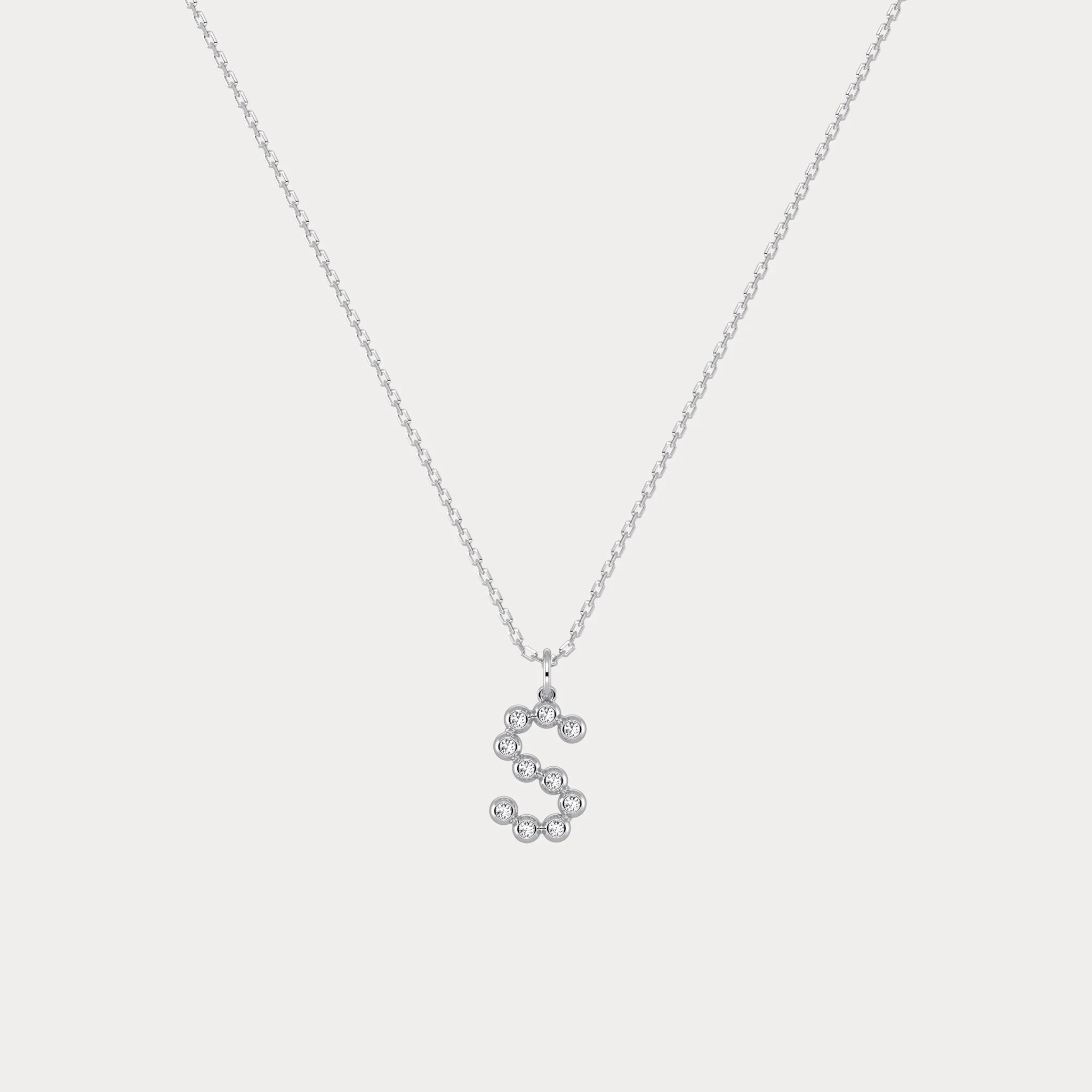 Letter S Initial Necklace Bubble Pendant - Image 8
