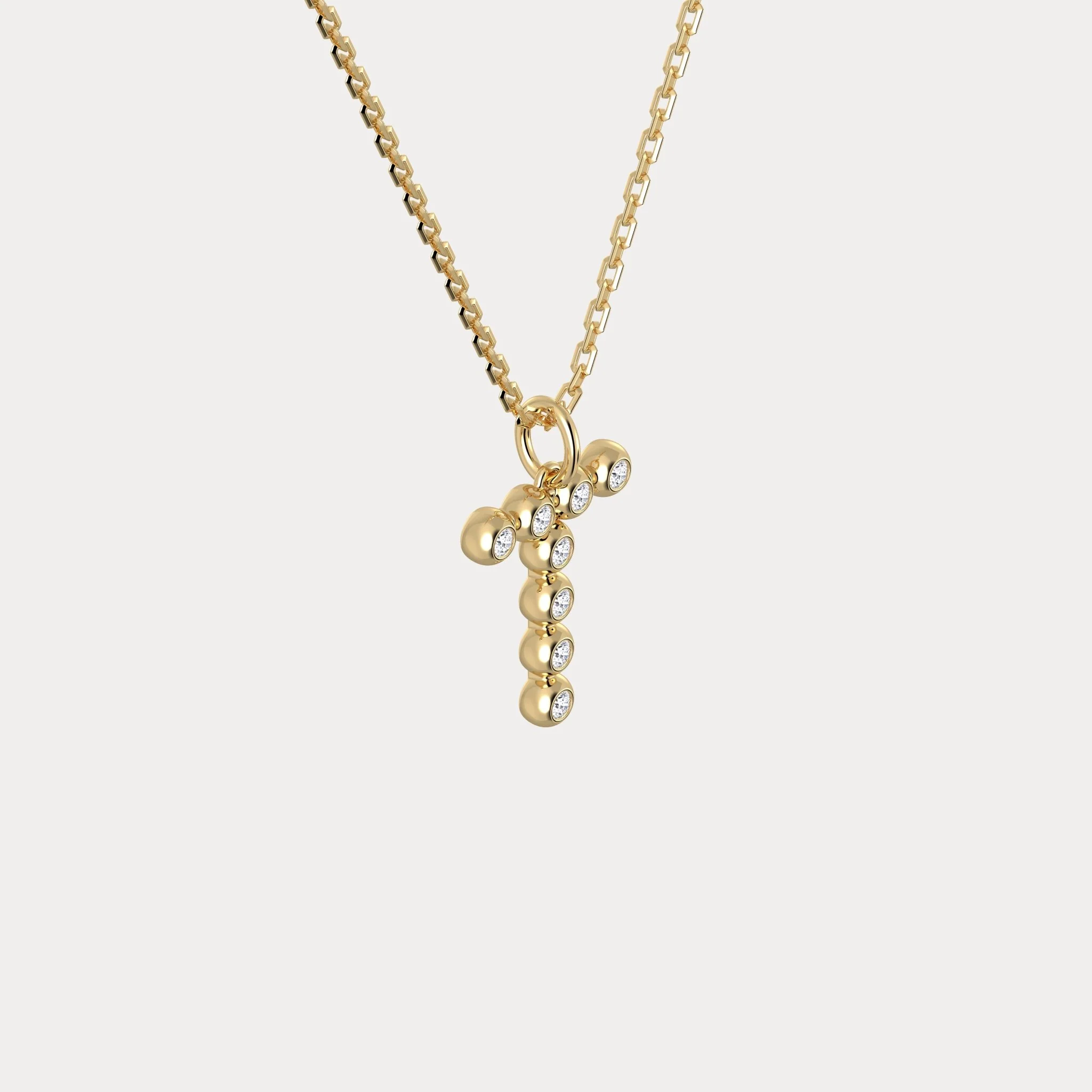 Letter T Initial Necklace Bubble Pendant - Image 3
