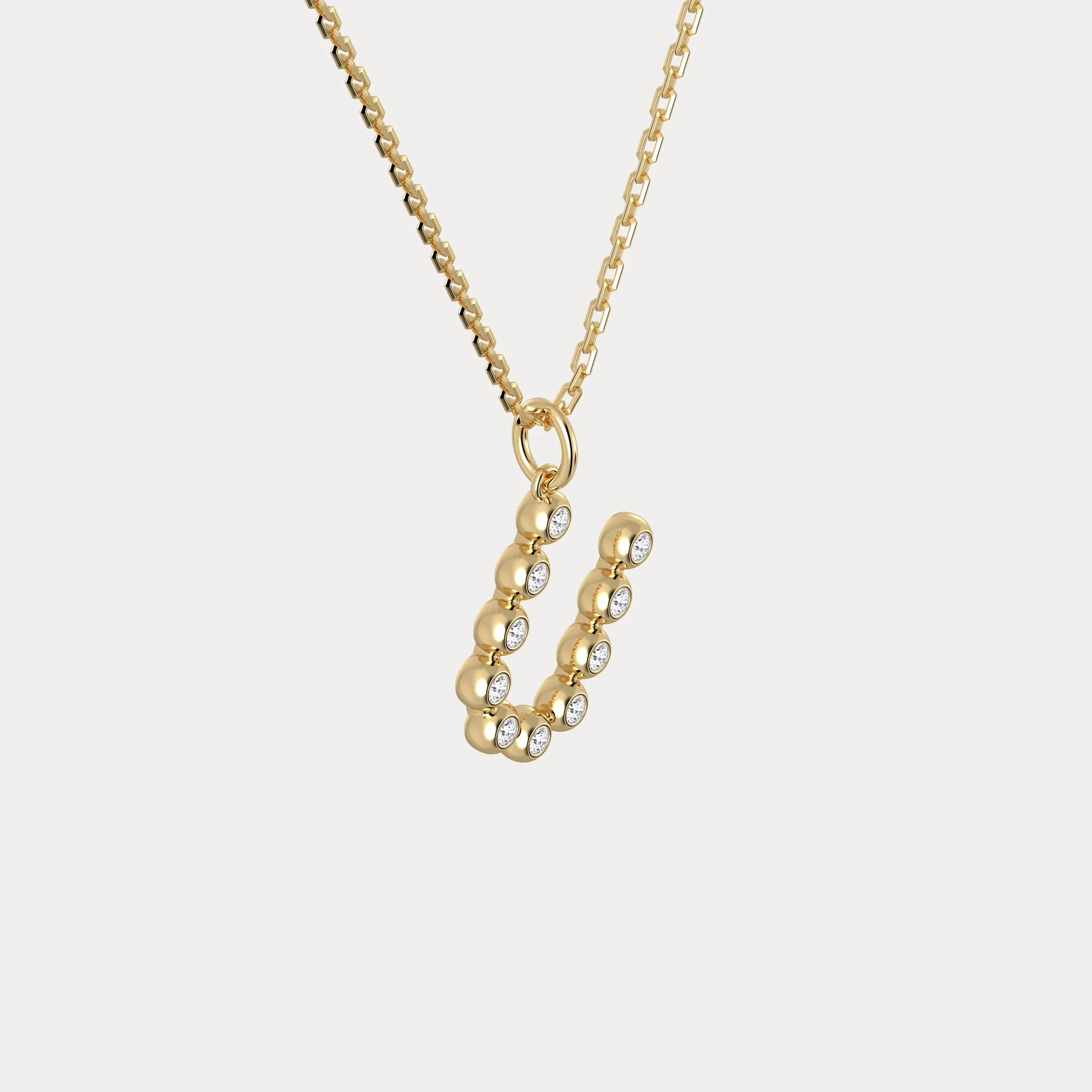Letter U Initial Necklace Bubble Pendant - Image 3