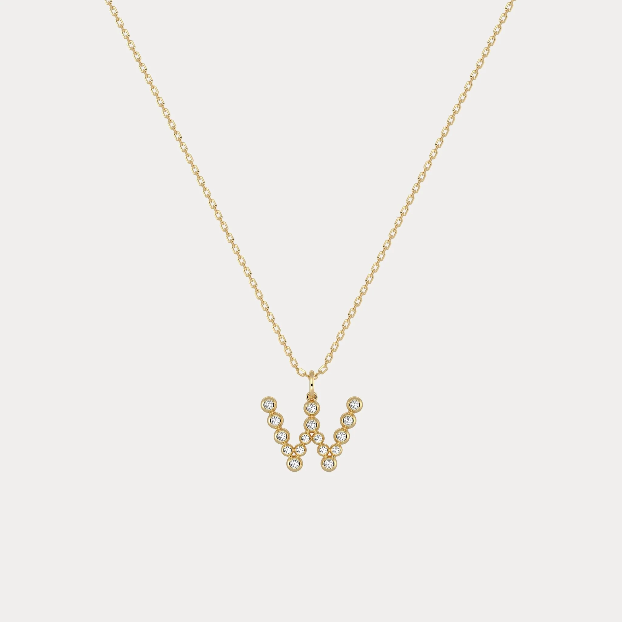 Letter W Initial Necklace Bubble Pendant