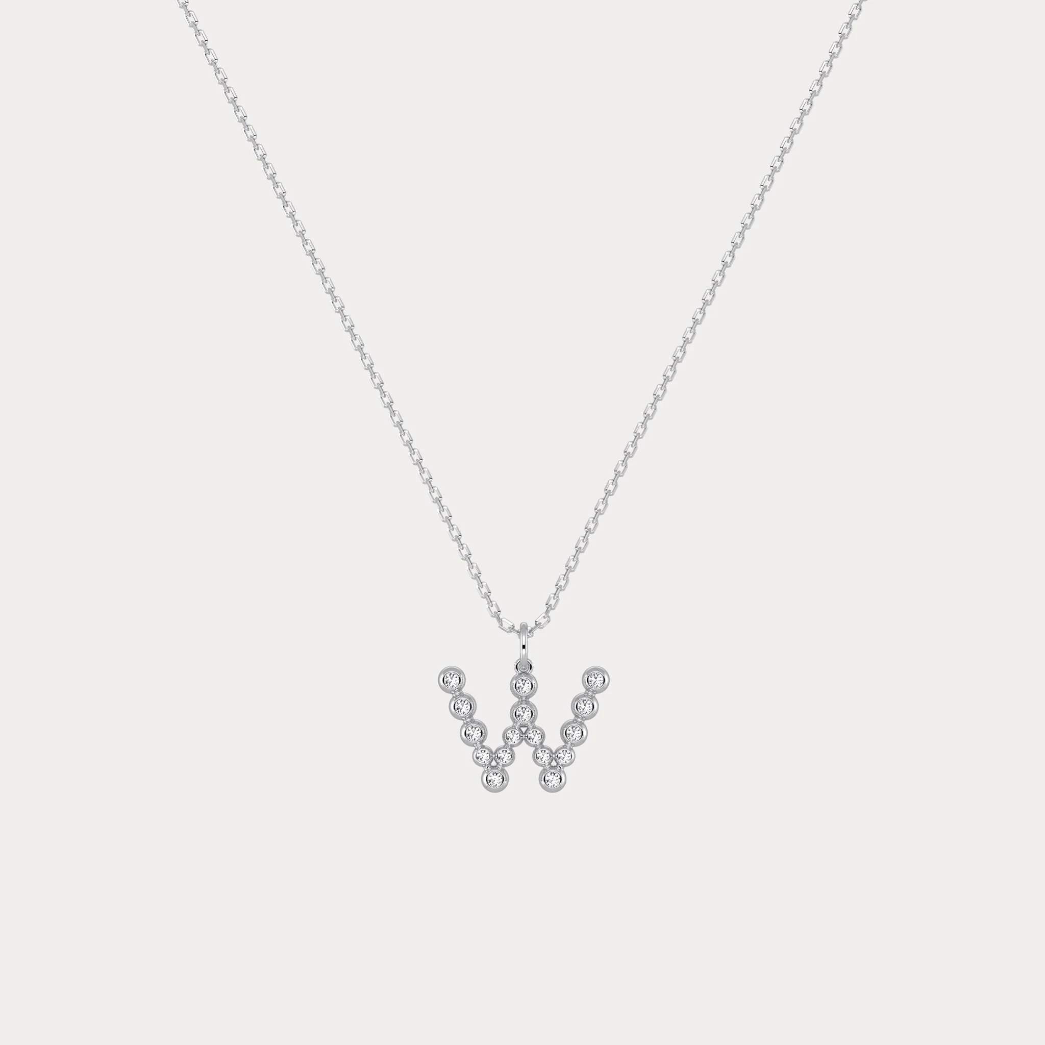 Letter W Initial Necklace Bubble Pendant - Image 6
