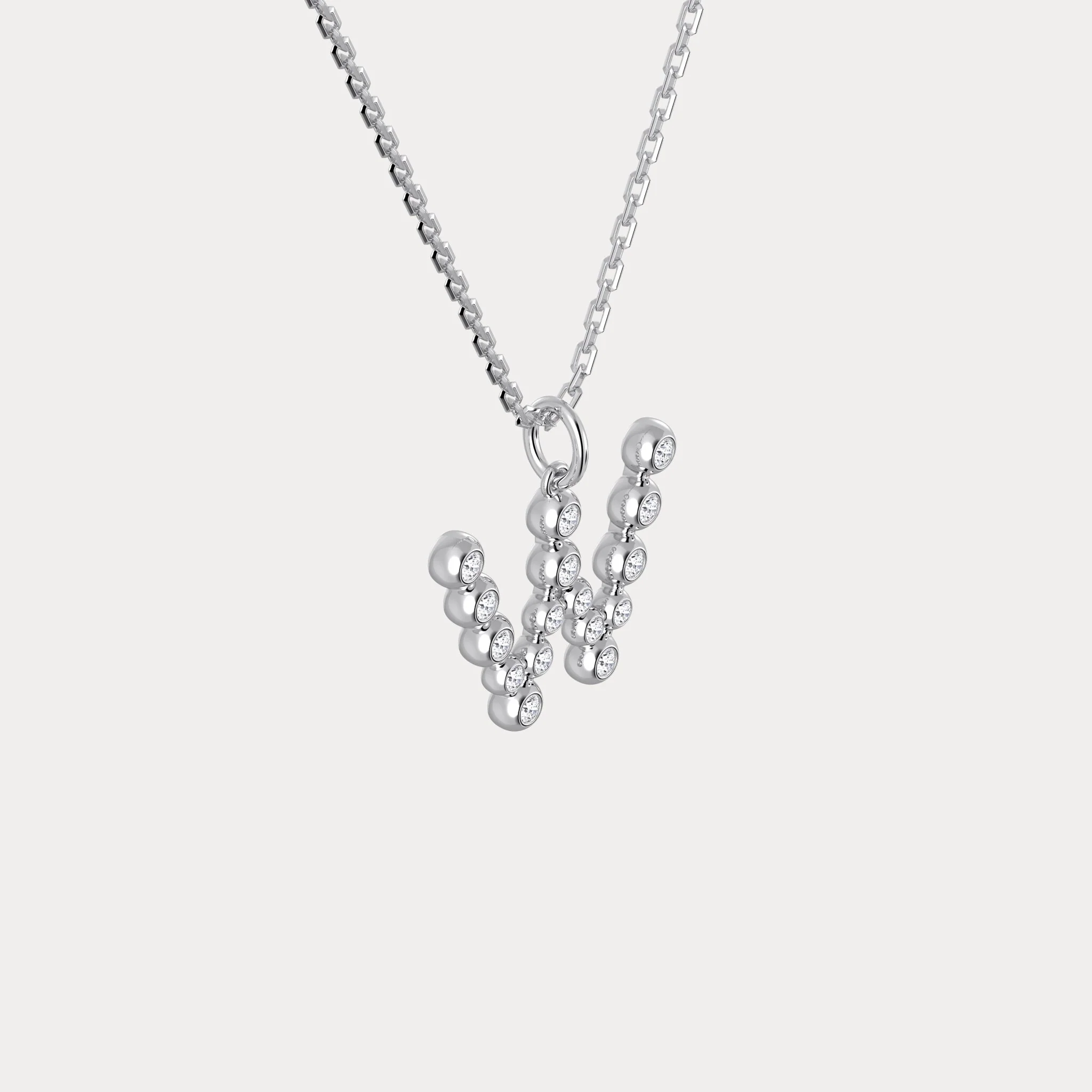 Letter W Initial Necklace Bubble Pendant - Image 8