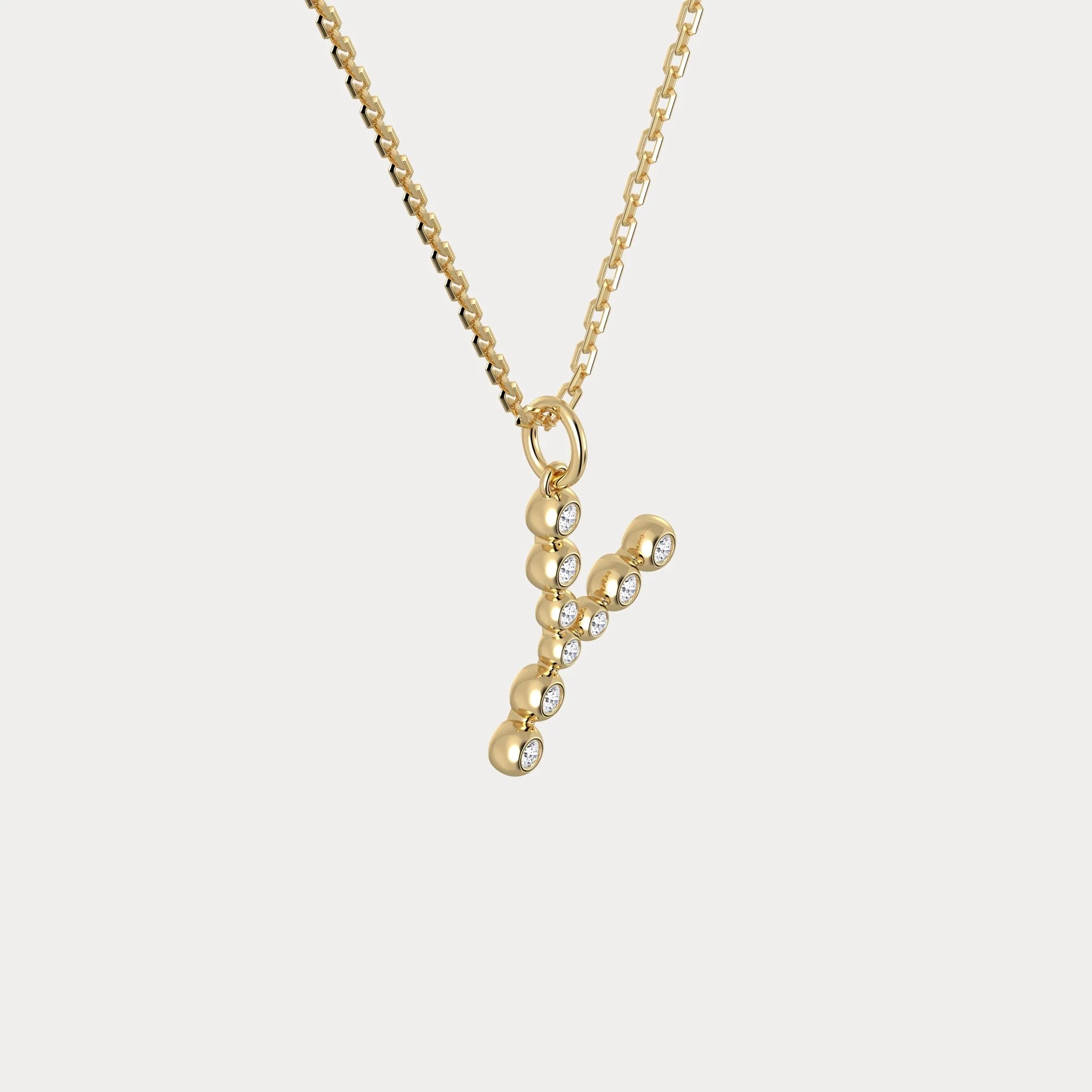 Letter Y Initial Necklace Bubble Pendant - Image 3
