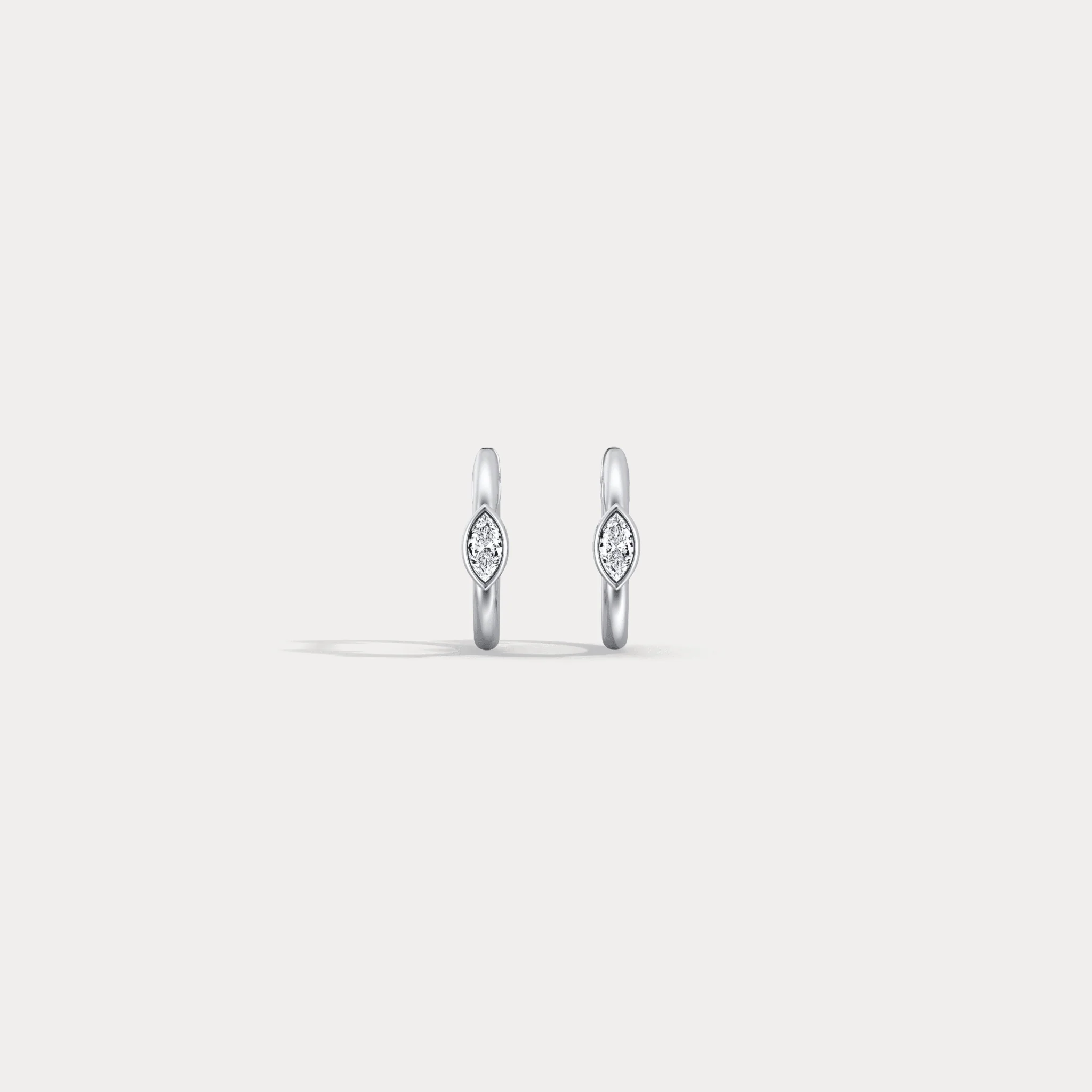 Marquise Lab-Grown Diamond Huggie Hoop Earrings in 14K Gold/Platinum - Image 23