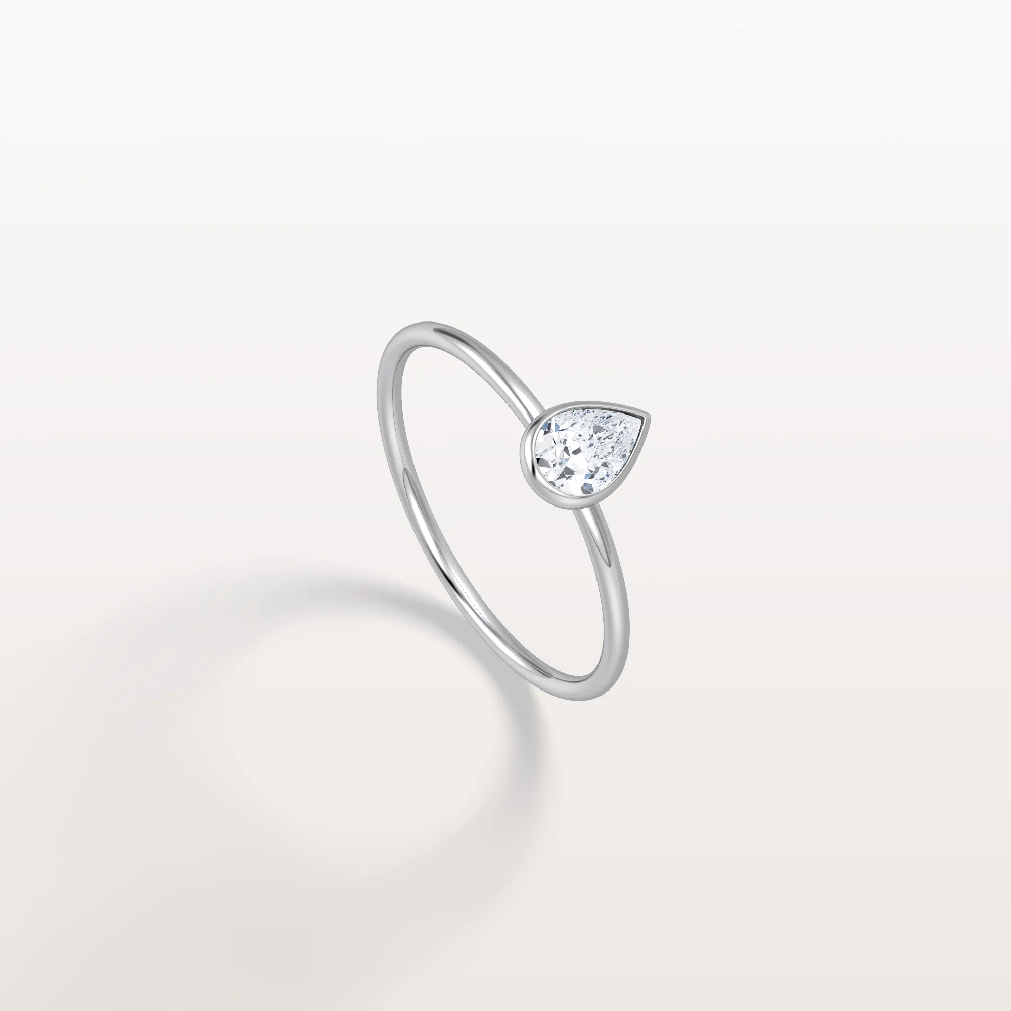 Minimalist Bezel Set Pear Lab Grown Diamond Ring - Image 12