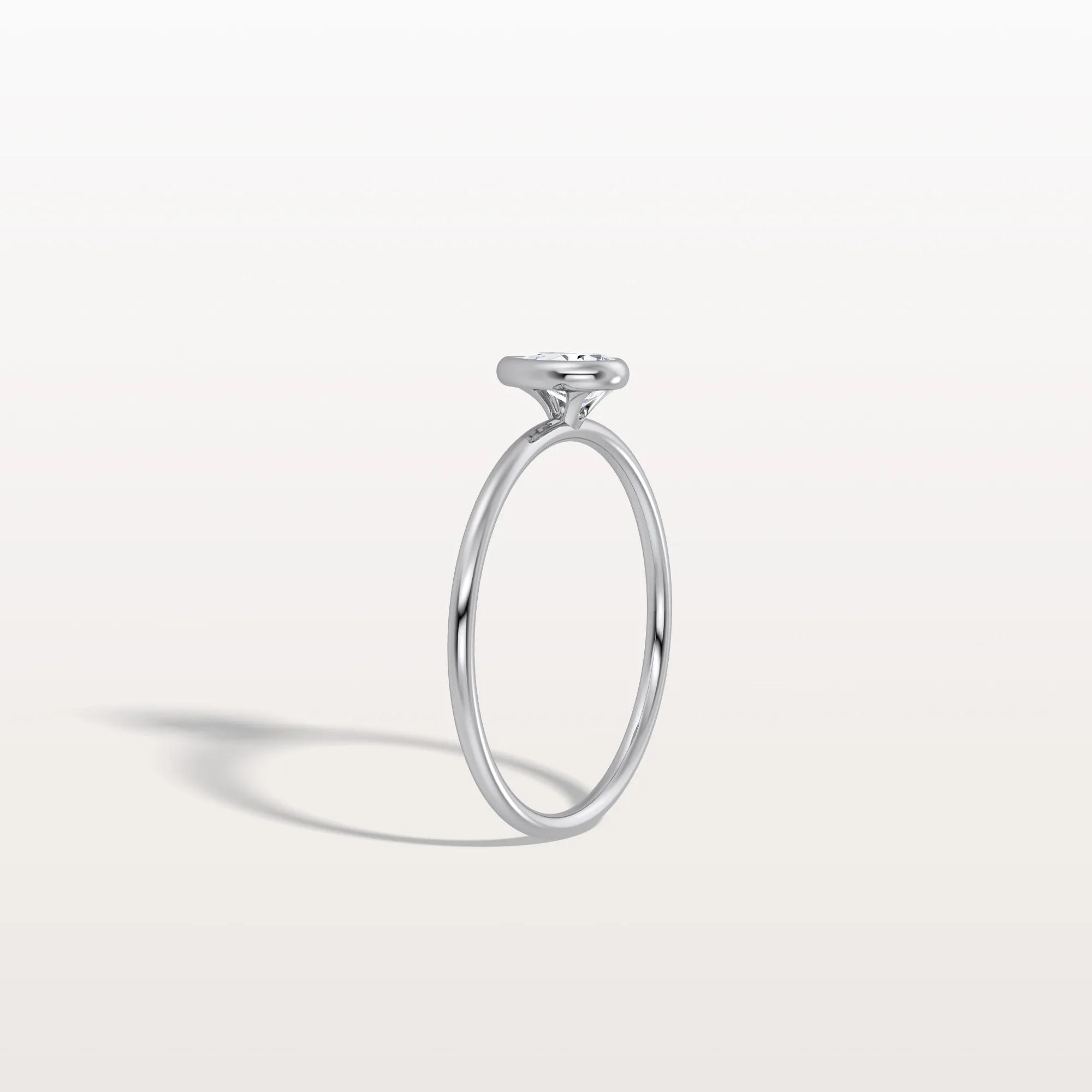 Minimalist Bezel Set Pear Lab Grown Diamond Ring - Image 14