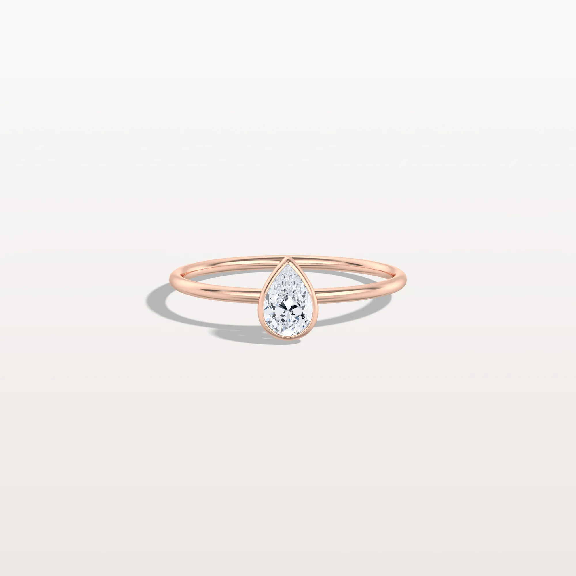 Minimalist Bezel Set Pear Lab Grown Diamond Ring - Image 16