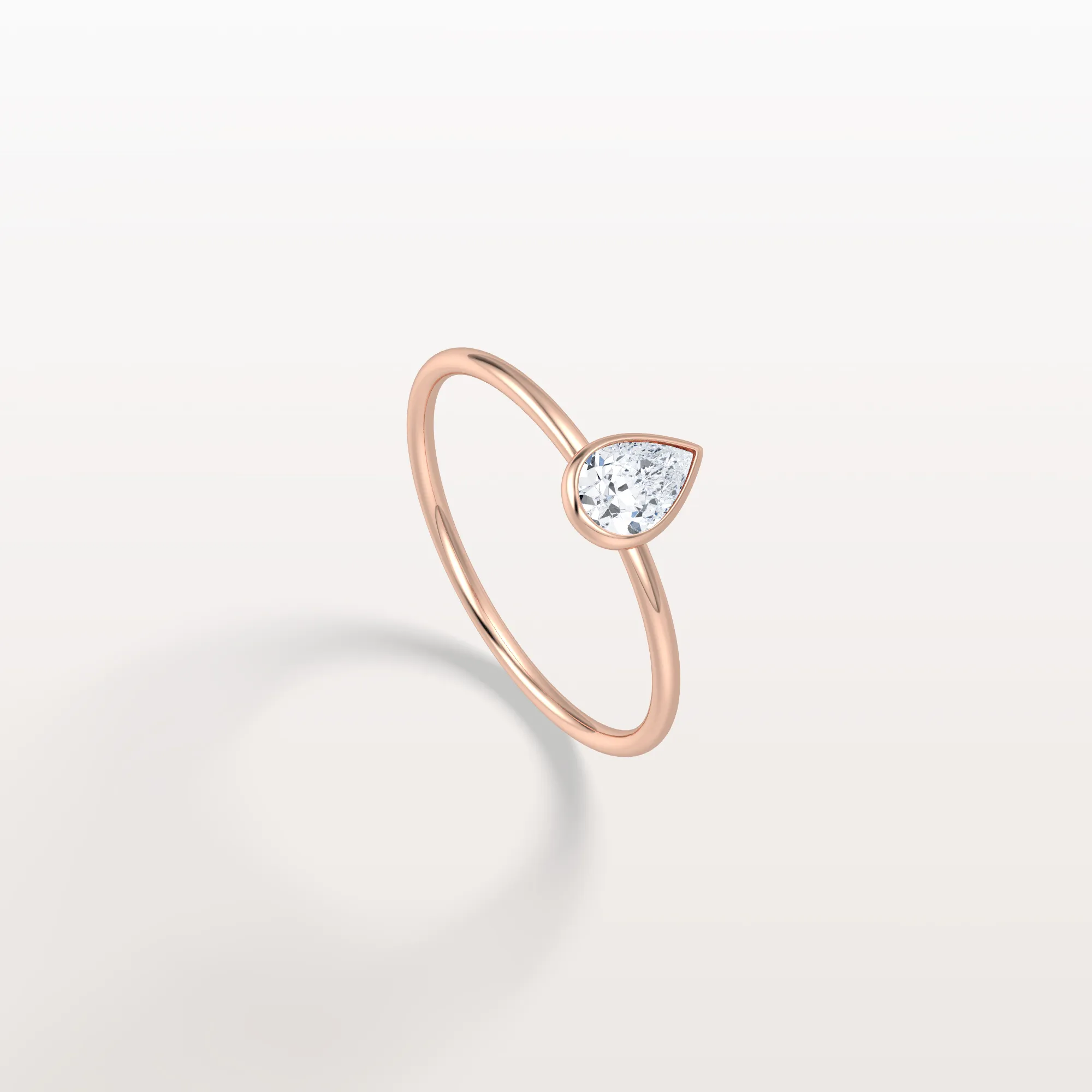 Minimalist Bezel Set Pear Lab Grown Diamond Ring - Image 19