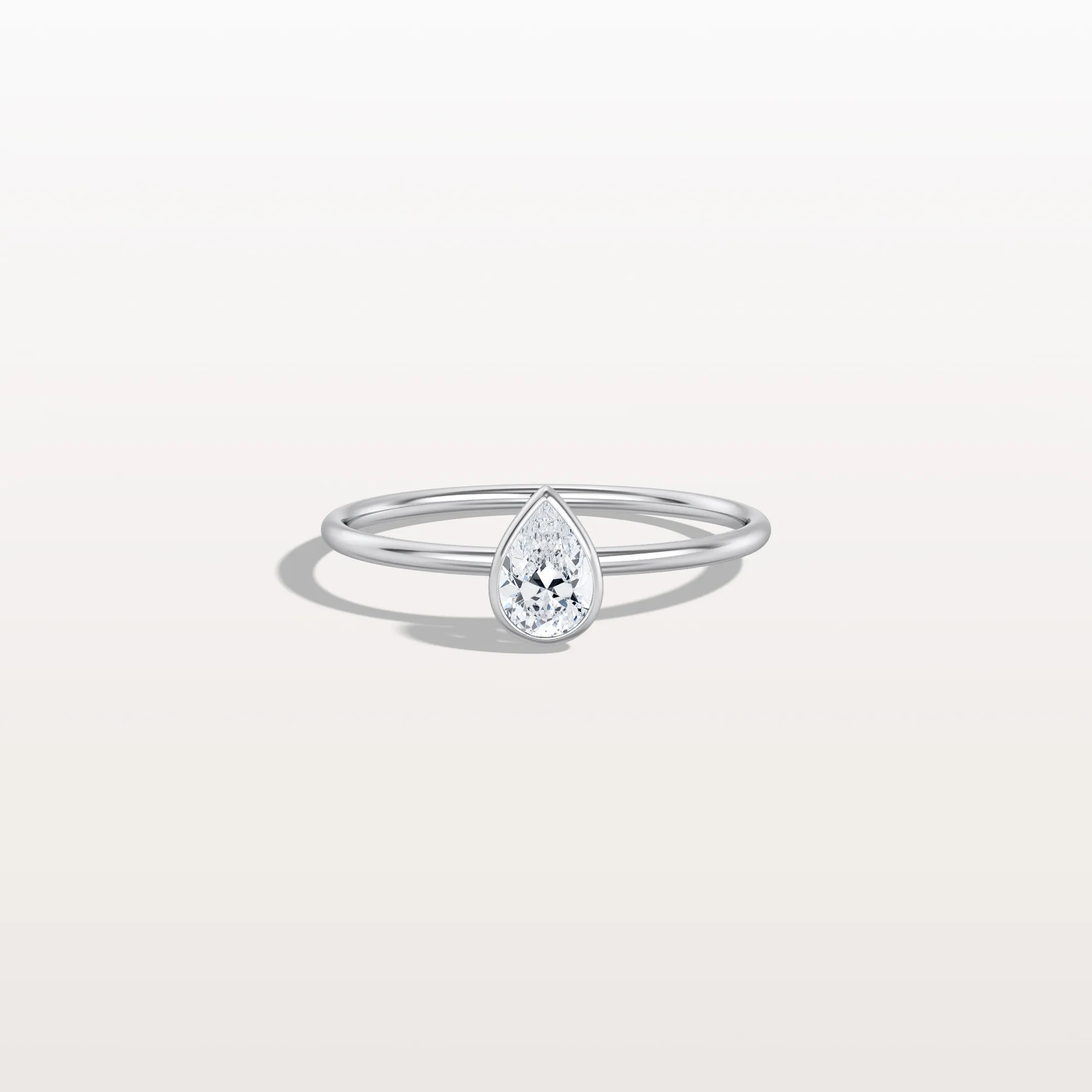 Minimalist Bezel Set Pear Lab Grown Diamond Ring - Image 23