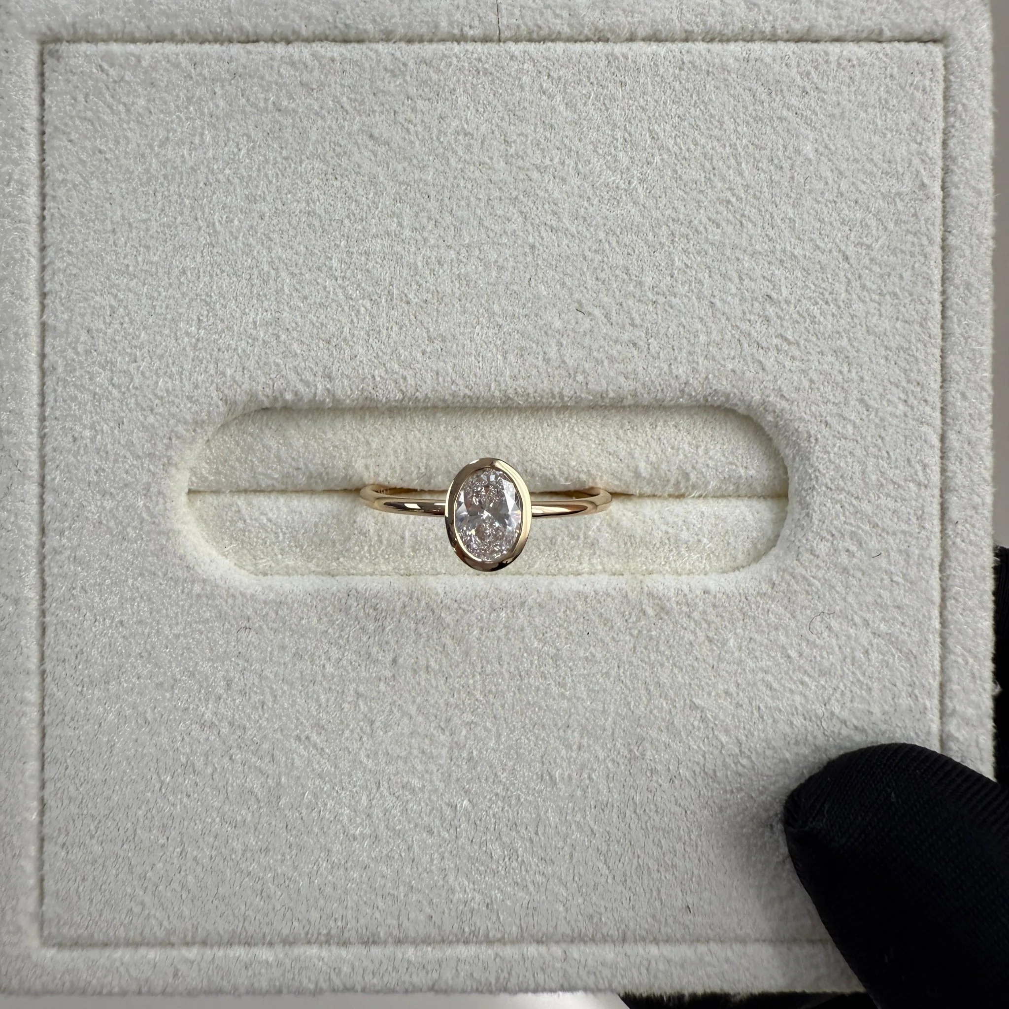 Minimalist Lab Diamond Bezel Solitaire Ring In 14K Solid Gold/Platinum - Image 3