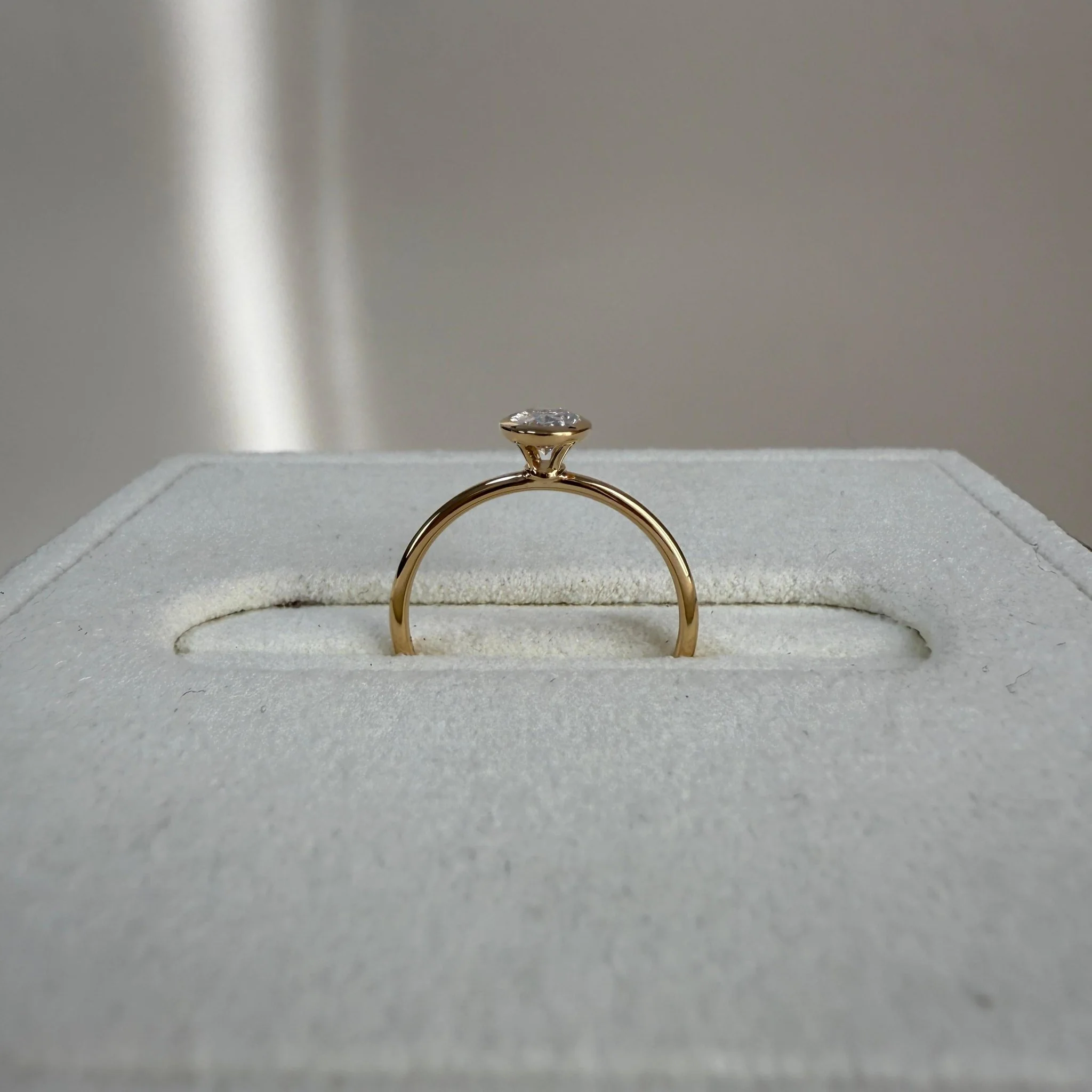 Minimalist Lab Diamond Bezel Solitaire Ring In 14K Solid Gold/Platinum - Image 4