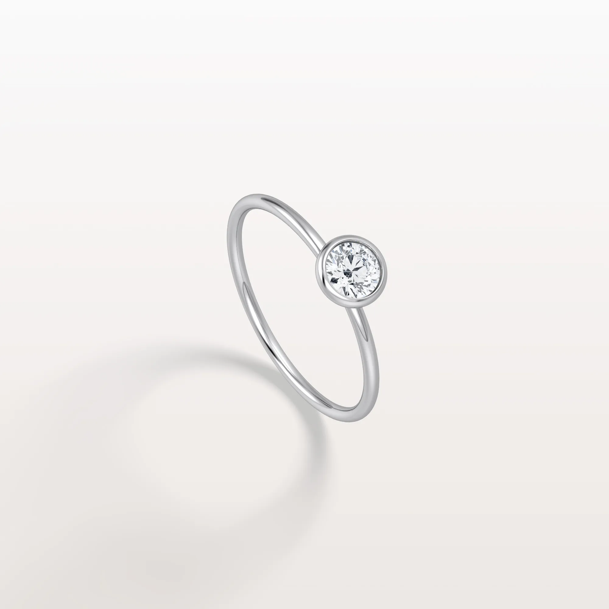 Minimalist Solitaire Bezel Set Round Lab Grown Diamond Ring - Image 12