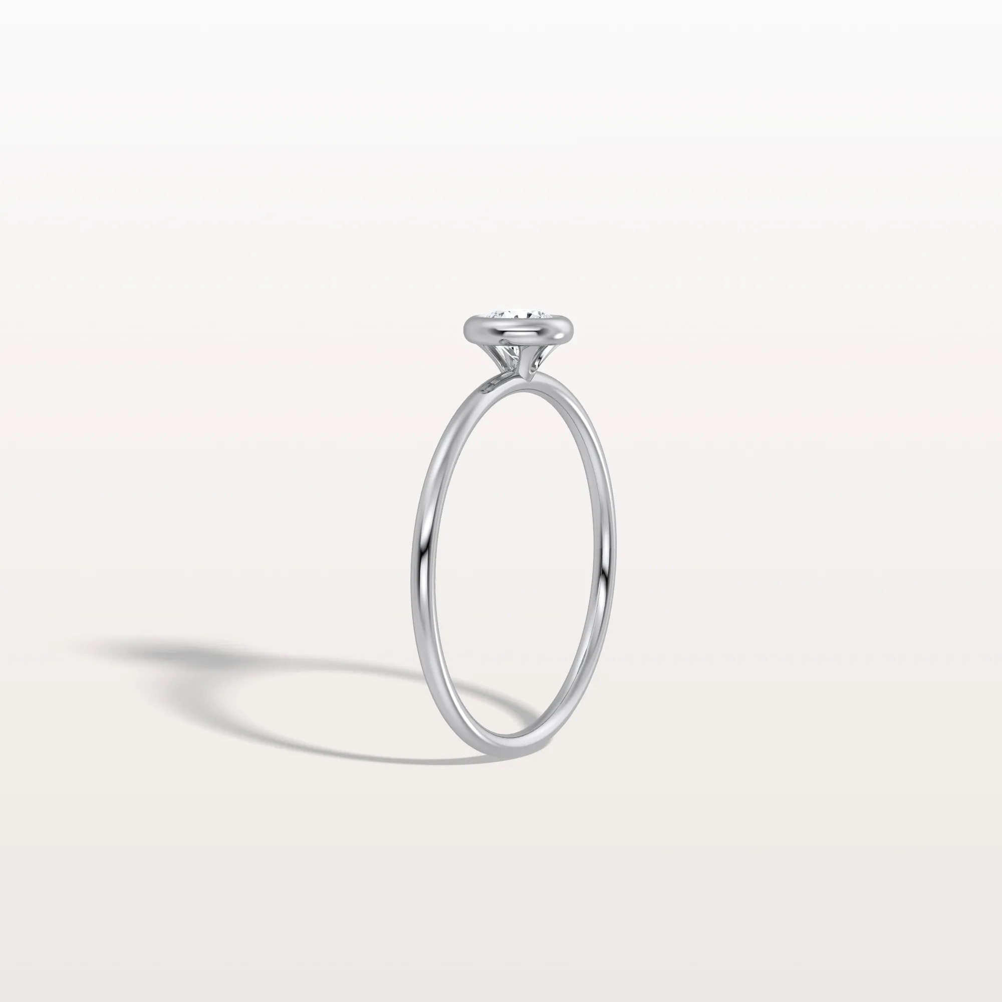 Minimalist Solitaire Bezel Set Round Lab Grown Diamond Ring - Image 14
