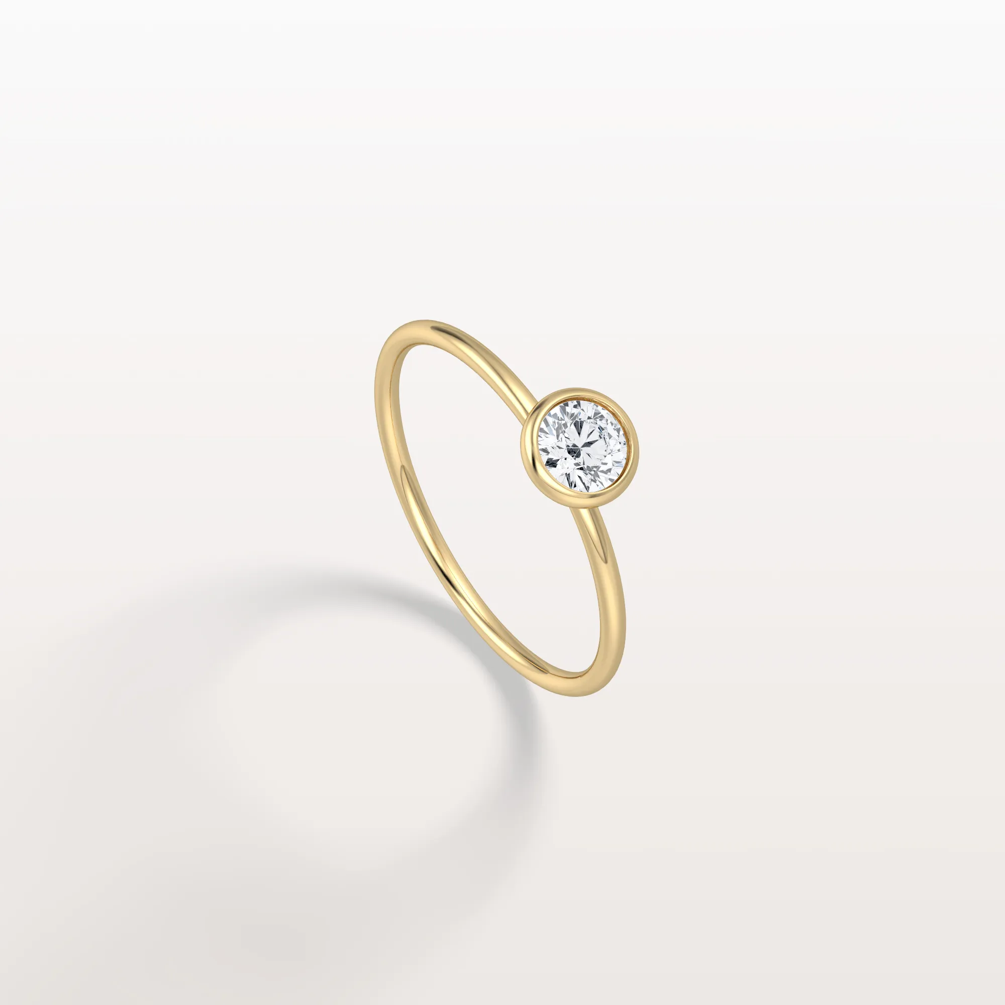 Minimalist Solitaire Bezel Set Round Lab Grown Diamond Ring - Image 4