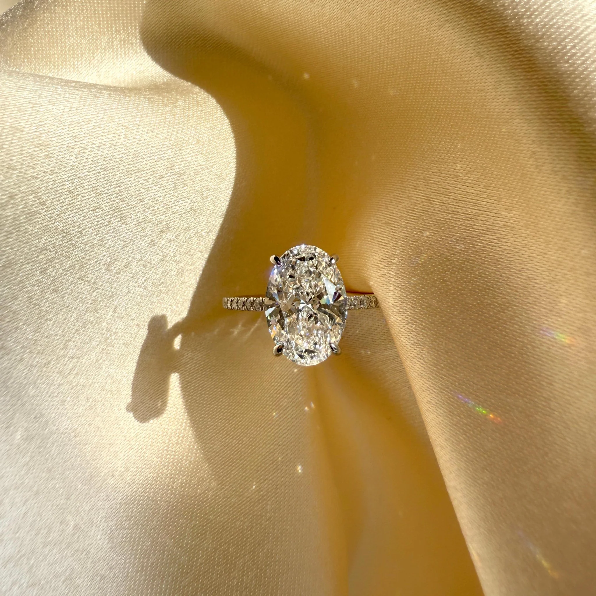 Melina丨Oval Cut Pave Solitaire 3CT Lab Grown Engagement Ring - Image 26