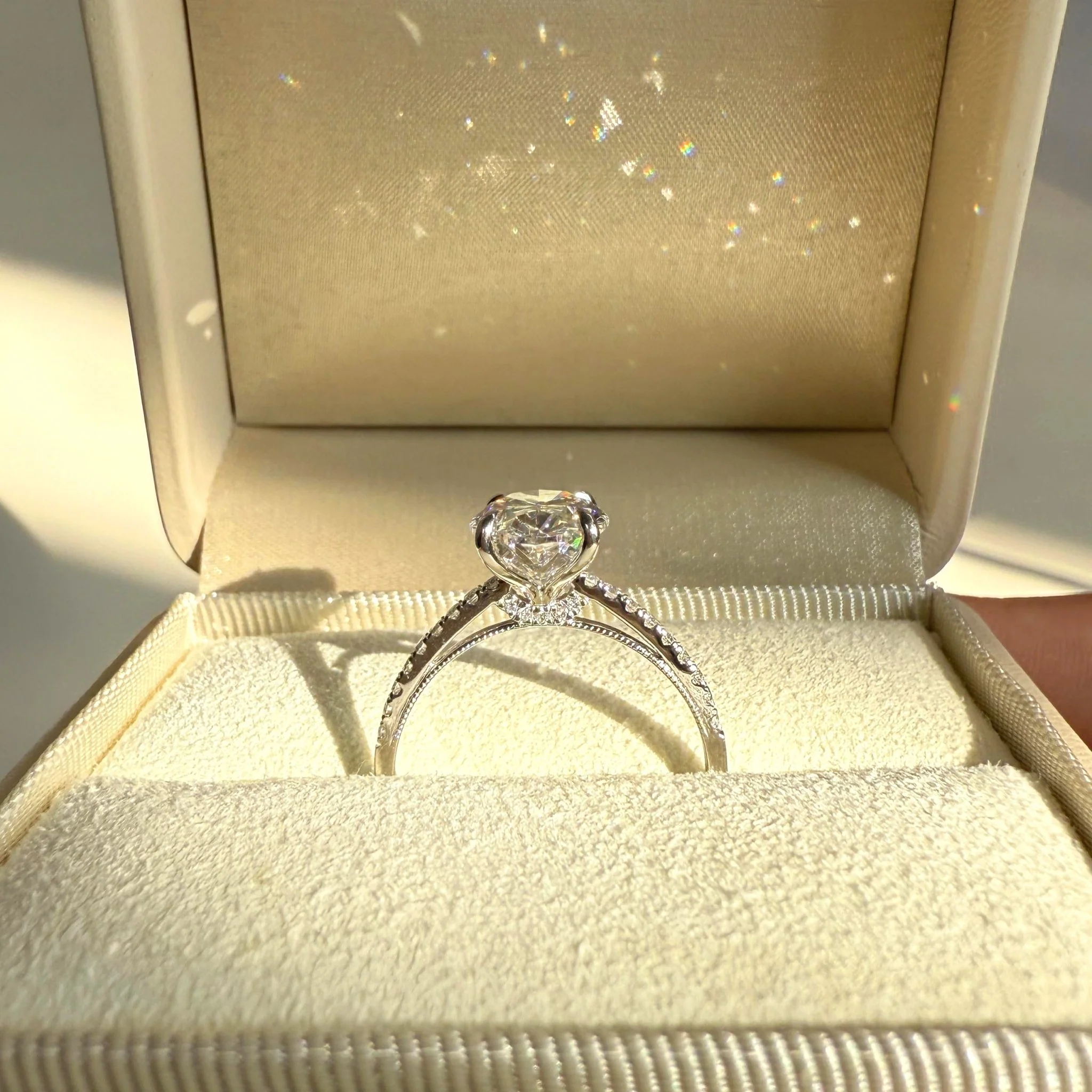 Melina丨Oval Cut Pave Solitaire 3CT Lab Grown Engagement Ring - Image 27