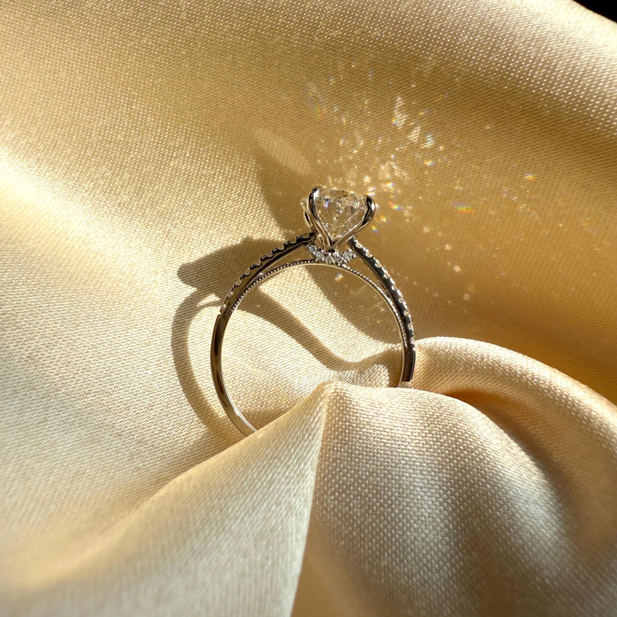 Melina丨Oval Cut Pave Solitaire 3CT Lab Grown Engagement Ring - Image 30