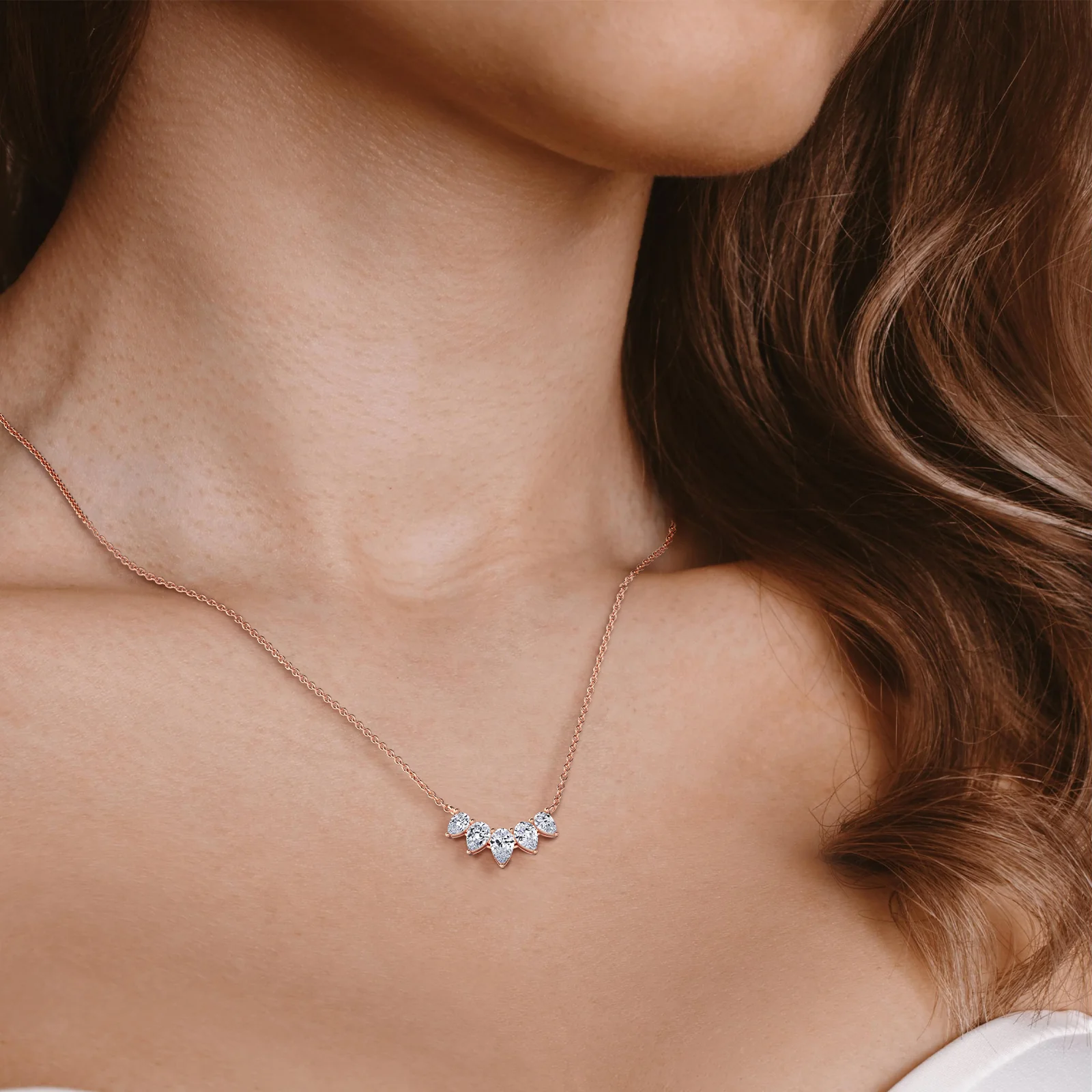 Pear Lab Grown Diamond Cluster Necklace - Image 21