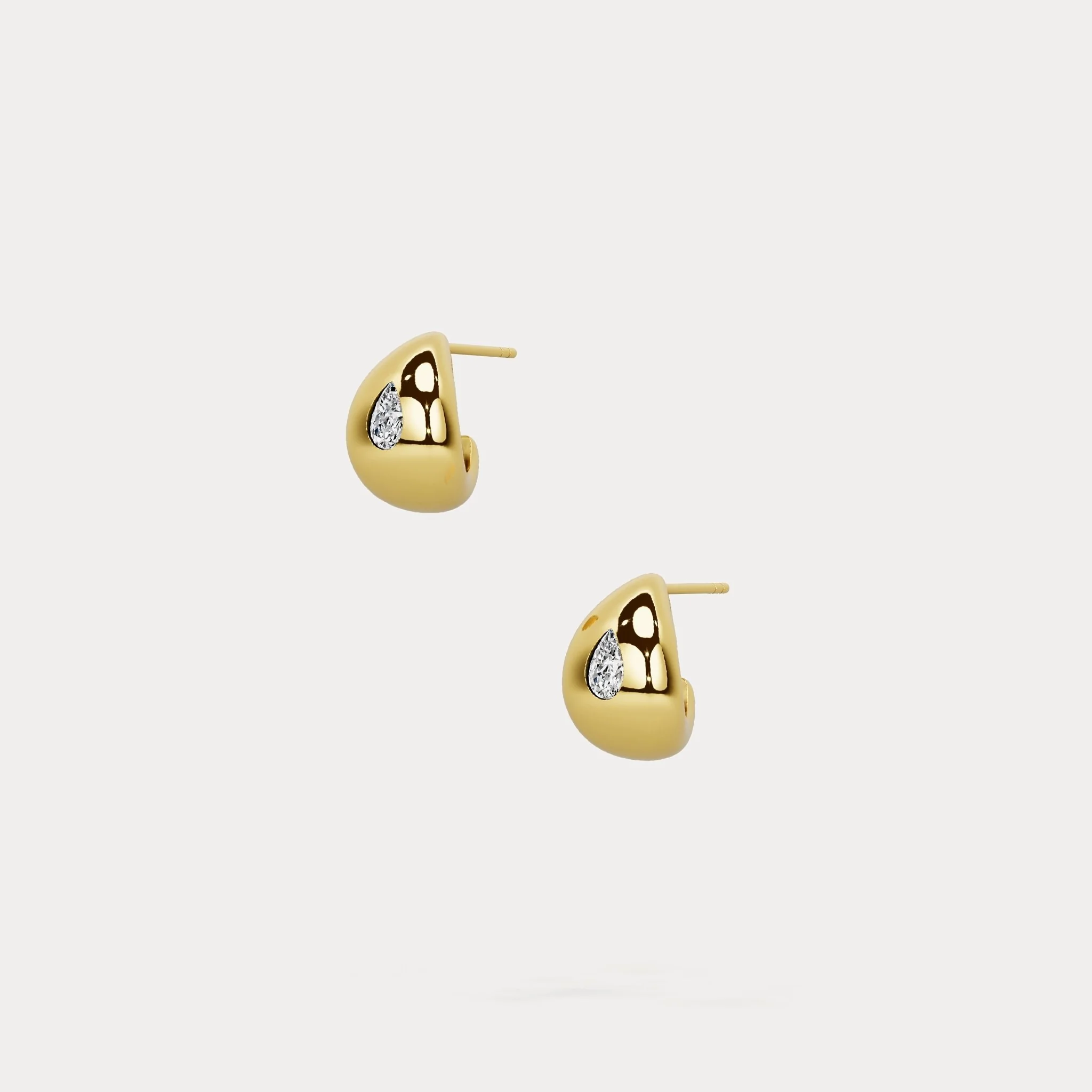 Pear Lab-Grown Diamond Sculptural Huggie Earrings in 925 Sterling Silver - Image 11