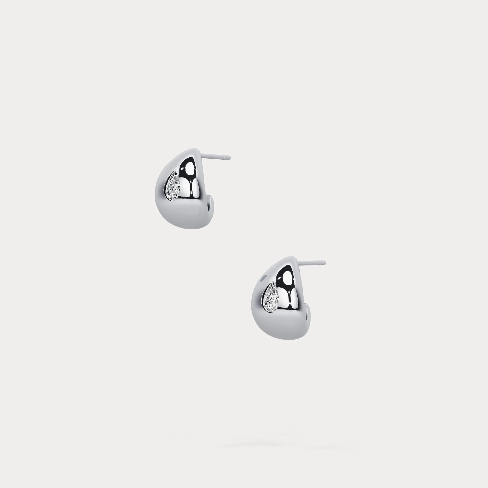 Pear Lab-Grown Diamond Sculptural Huggie Earrings in 925 Sterling Silver - Image 5