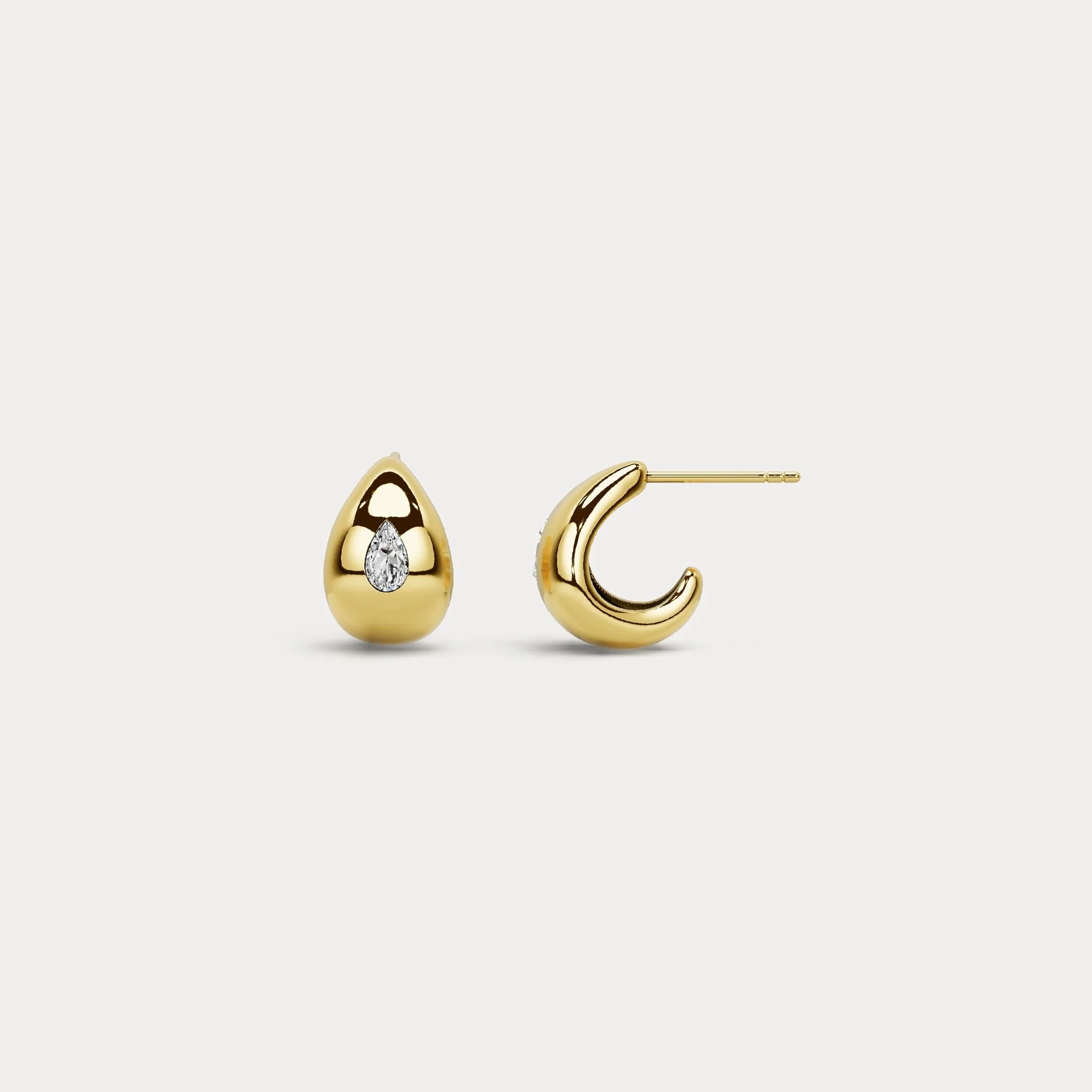 Pear Lab-Grown Diamond Sculptural Huggie Earrings in 925 Sterling Silver - Image 7