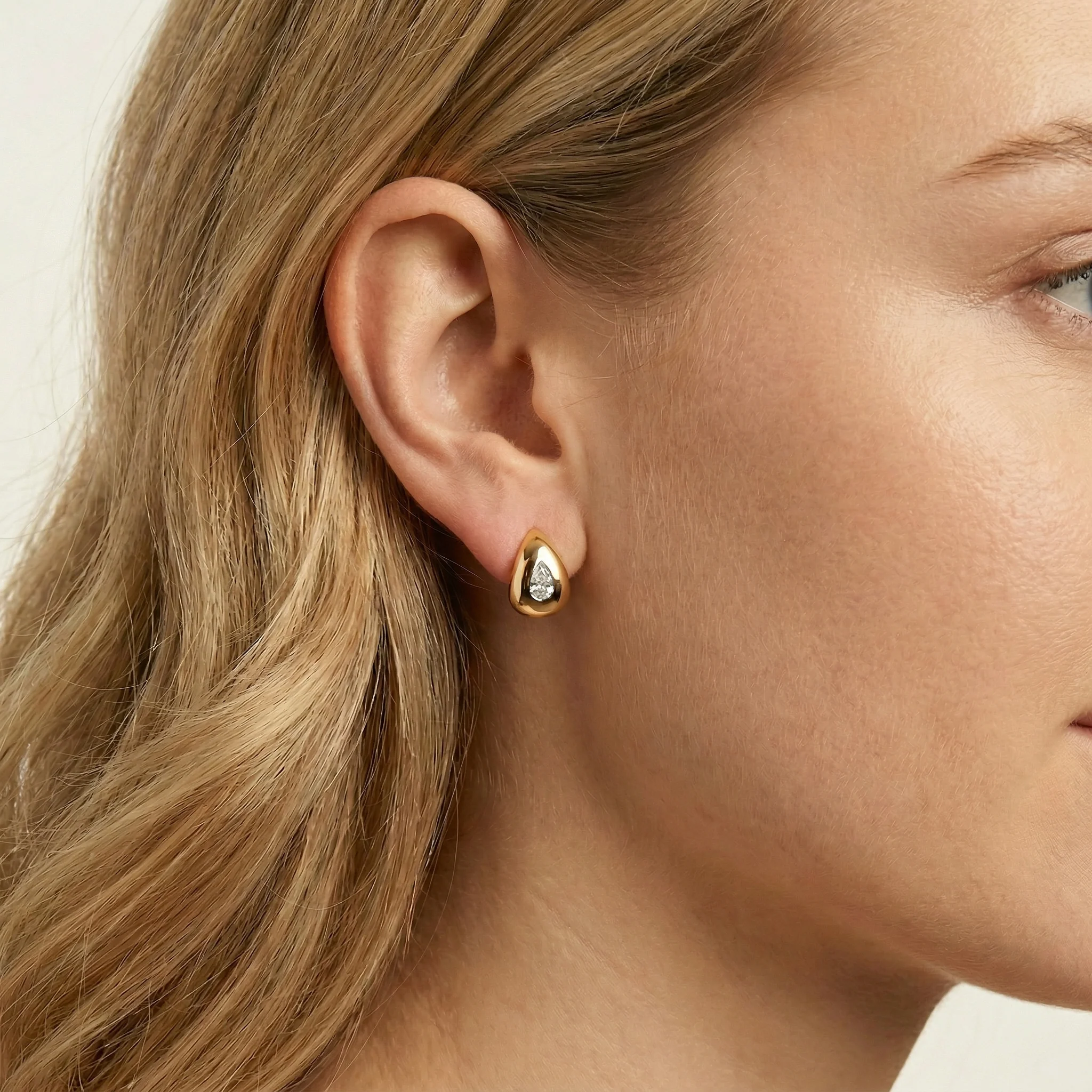 Pear Lab-Grown Diamond Sculptural Huggie Earrings in 925 Sterling Silver - Image 8