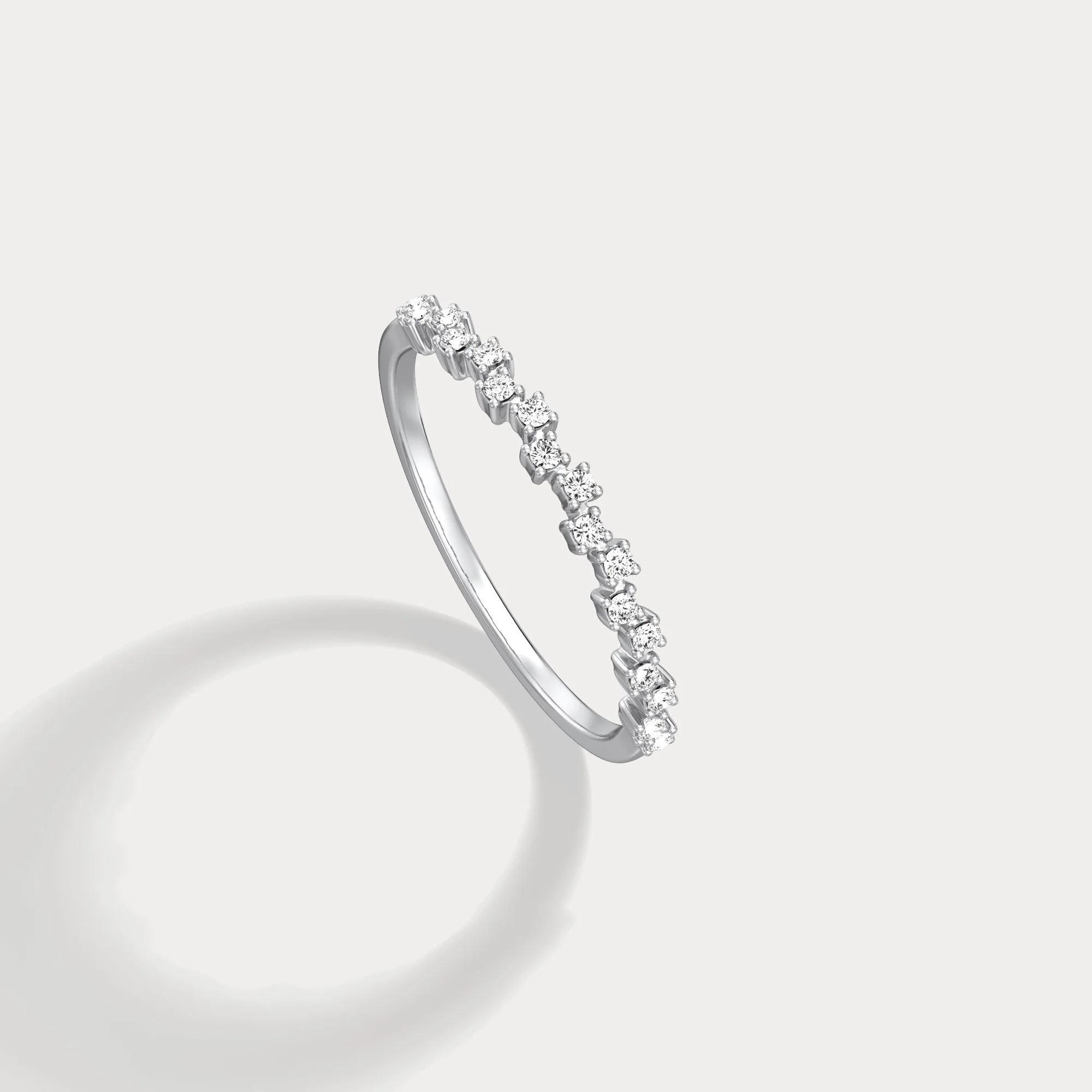 Petite Lab Diamond Cluster Wedding Ring In 14K Solid Gold/Platinum - Image 14