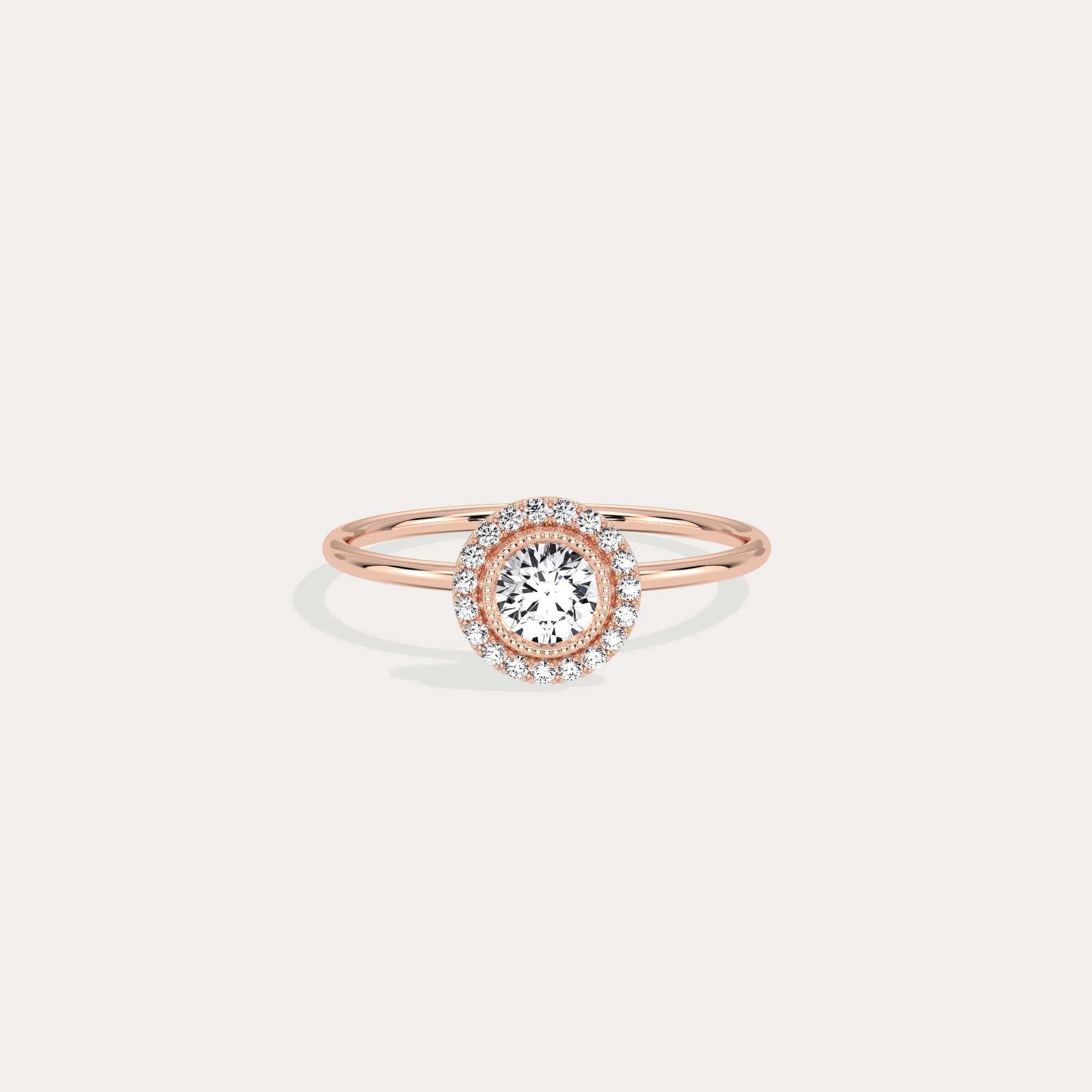 Round Lab Grown Diamond Halo Promise Ring In 14K Solid Gold/Platinum - Image 19