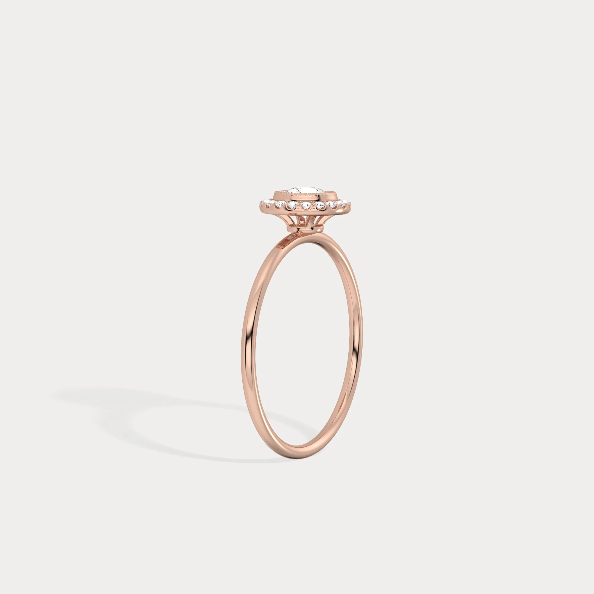 Round Lab Grown Diamond Halo Promise Ring In 14K Solid Gold/Platinum - Image 20