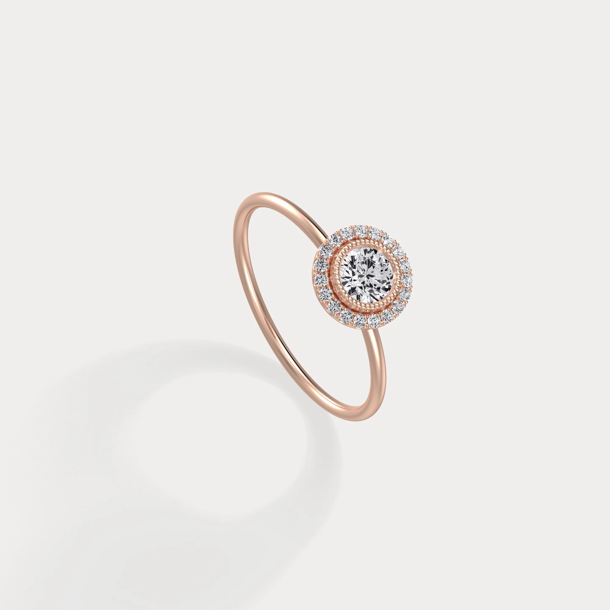 Round Lab Grown Diamond Halo Promise Ring In 14K Solid Gold/Platinum - Image 23