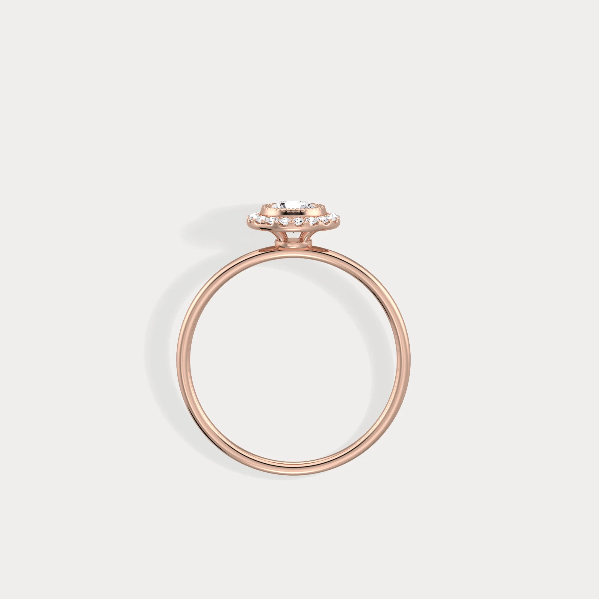 Round Lab Grown Diamond Halo Promise Ring In 14K Solid Gold/Platinum - Image 24