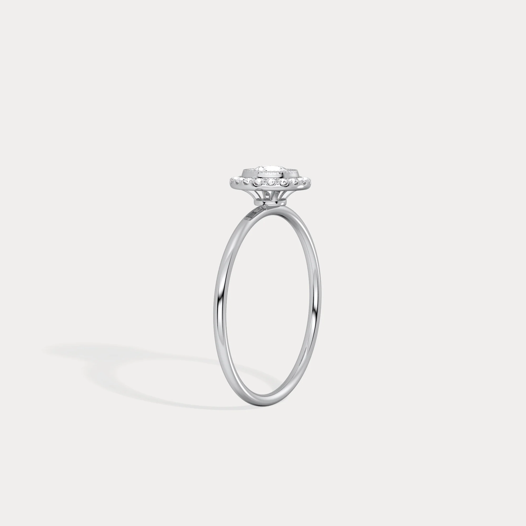 Round Lab Grown Diamond Halo Promise Ring In 14K Solid Gold/Platinum - Image 28
