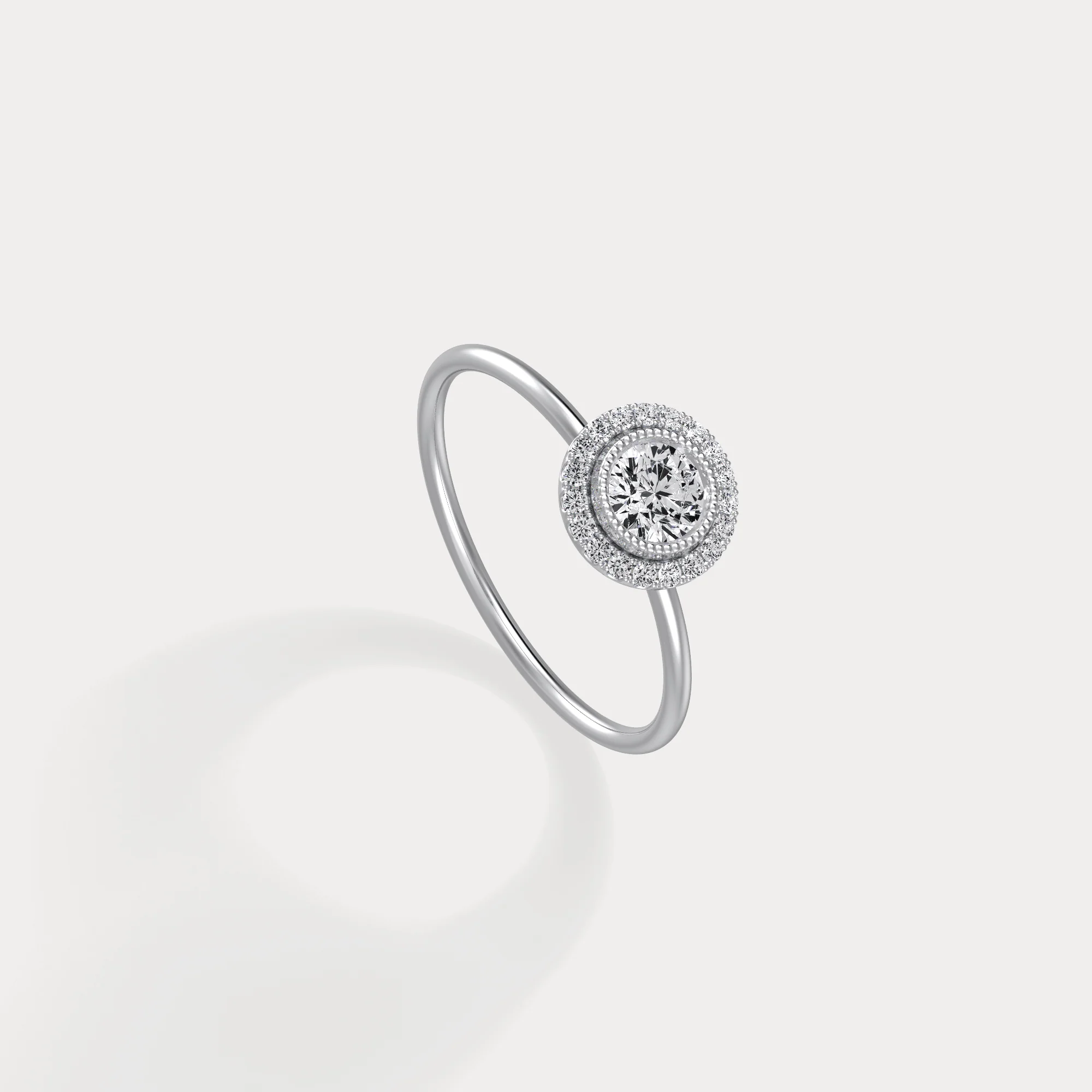 Round Lab Grown Diamond Halo Promise Ring In 14K Solid Gold/Platinum - Image 31