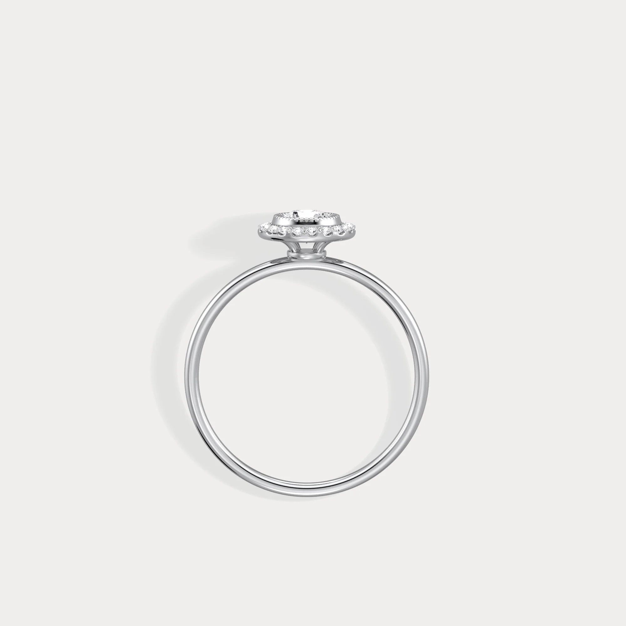 Round Lab Grown Diamond Halo Promise Ring In 14K Solid Gold/Platinum - Image 32