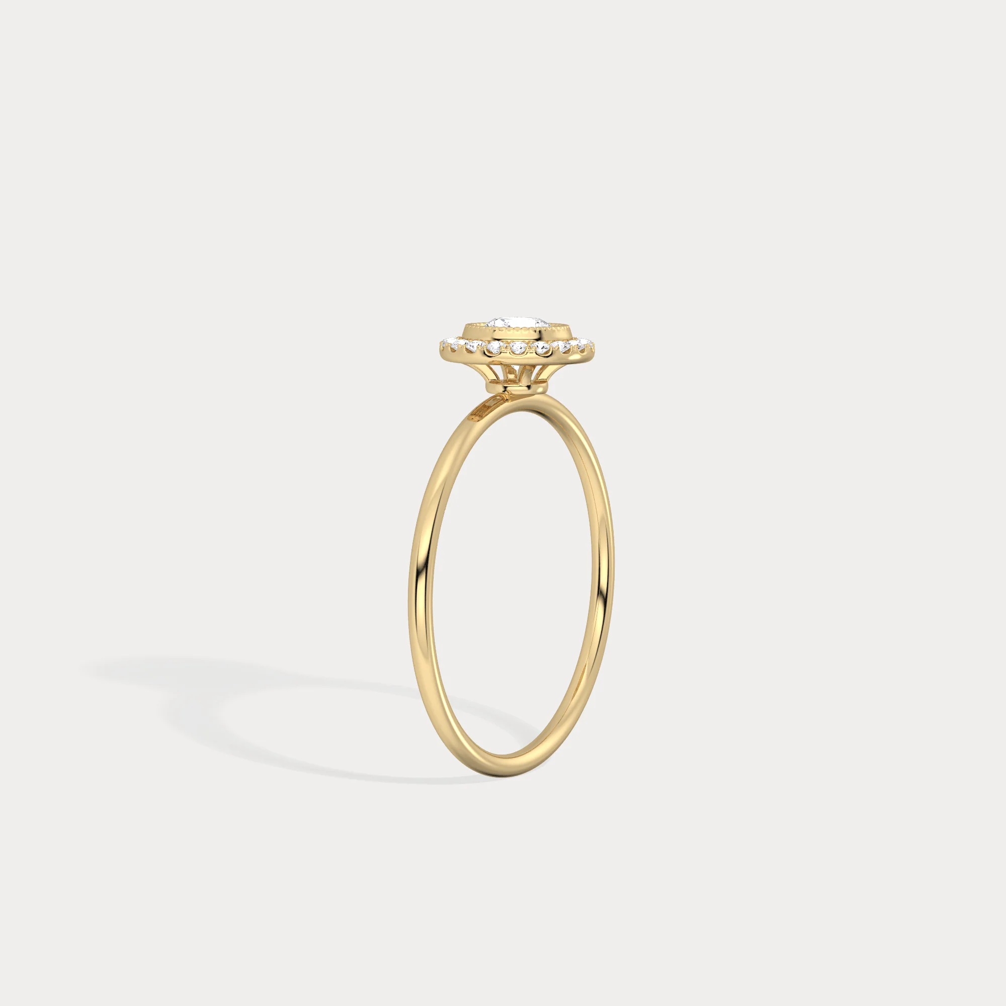 Round Lab Grown Diamond Halo Promise Ring In 14K Solid Gold/Platinum - Image 6