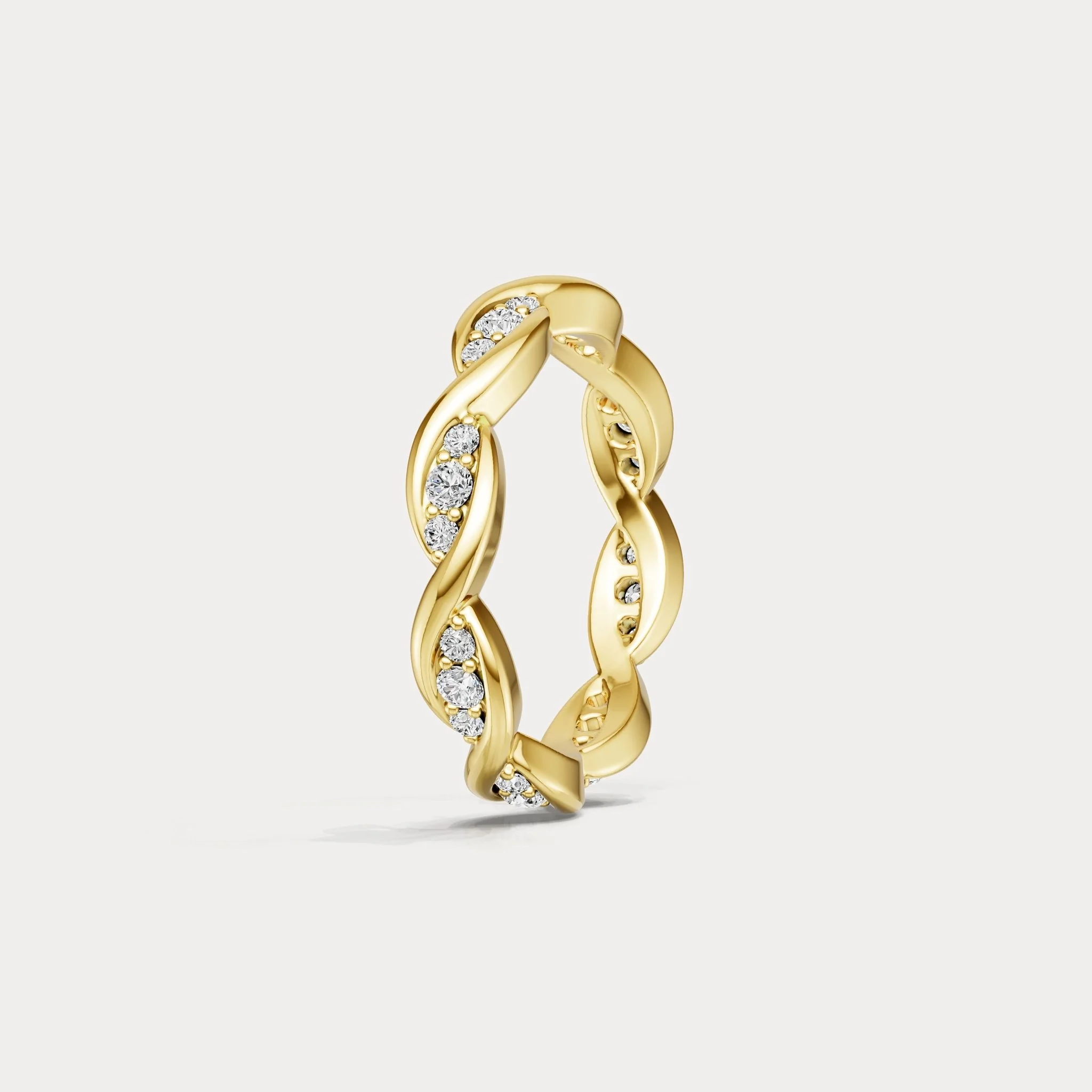 Round Lab-Grown Diamond Interwoven Band Ring in Sterling Silver - Image 12