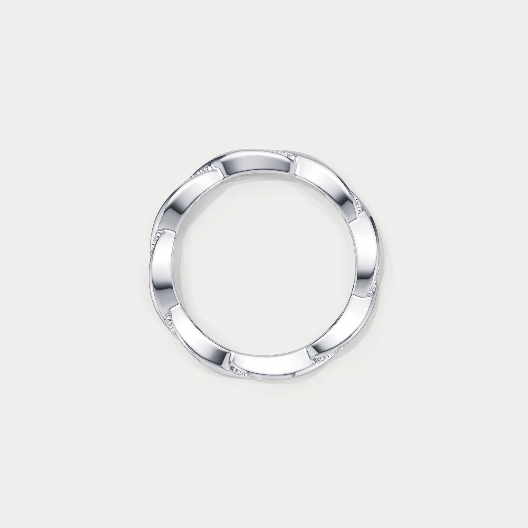 Round Lab-Grown Diamond Interwoven Band Ring in Sterling Silver - Image 6