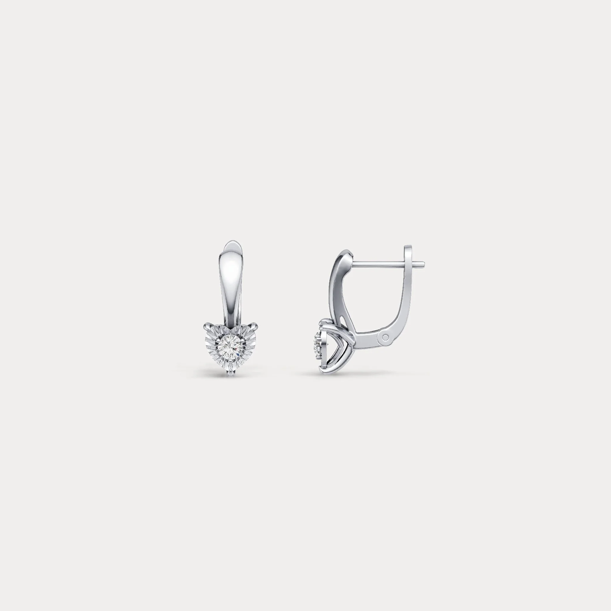 Round Lab-Grown Diamond Solitaire Earrings in Sterling Silver - Image 7