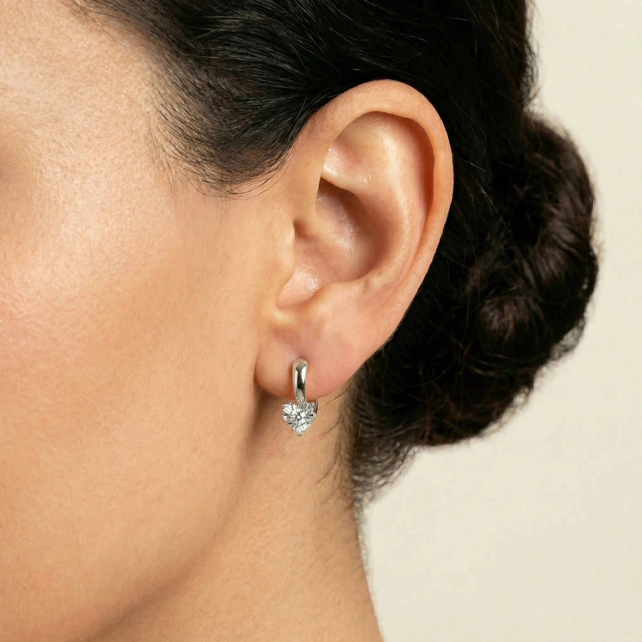 Round Lab-Grown Diamond Solitaire Earrings in Sterling Silver - Image 9