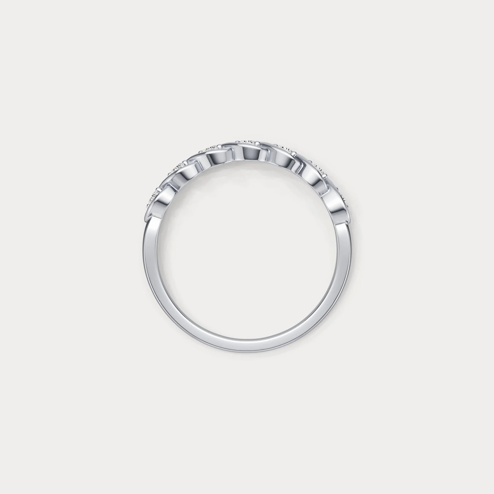 Round Lab-Grown Diamond Twist Band Ring in Sterling Silver - Image 3